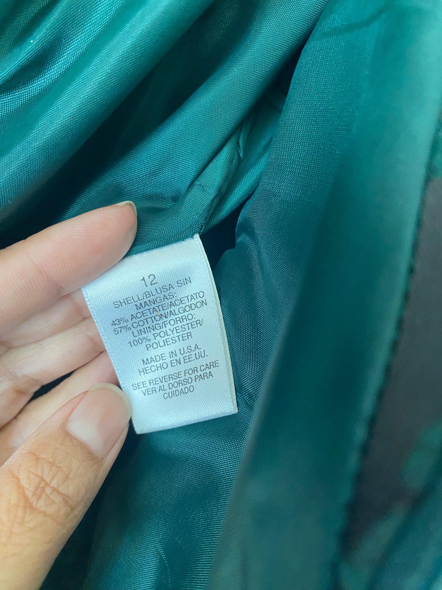 60/70s Green Off-the-Shoulder Brocade Dress