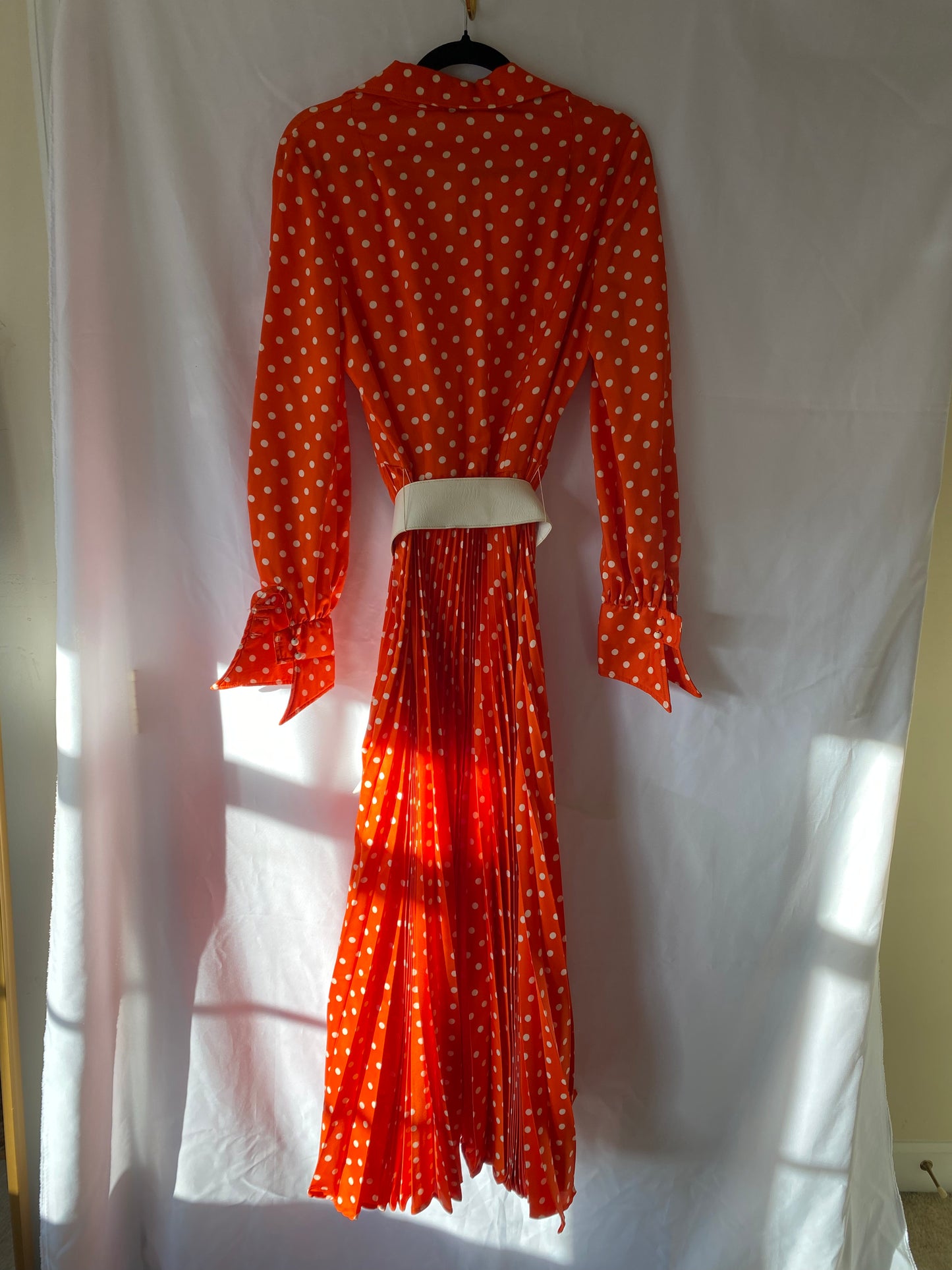 60s Orange Polka Dot Maxi Dress