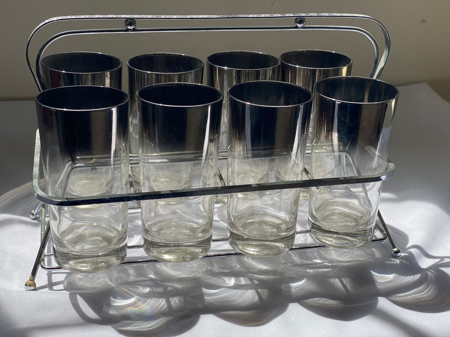 Set of 8 MCM Glasses with Glass Holder