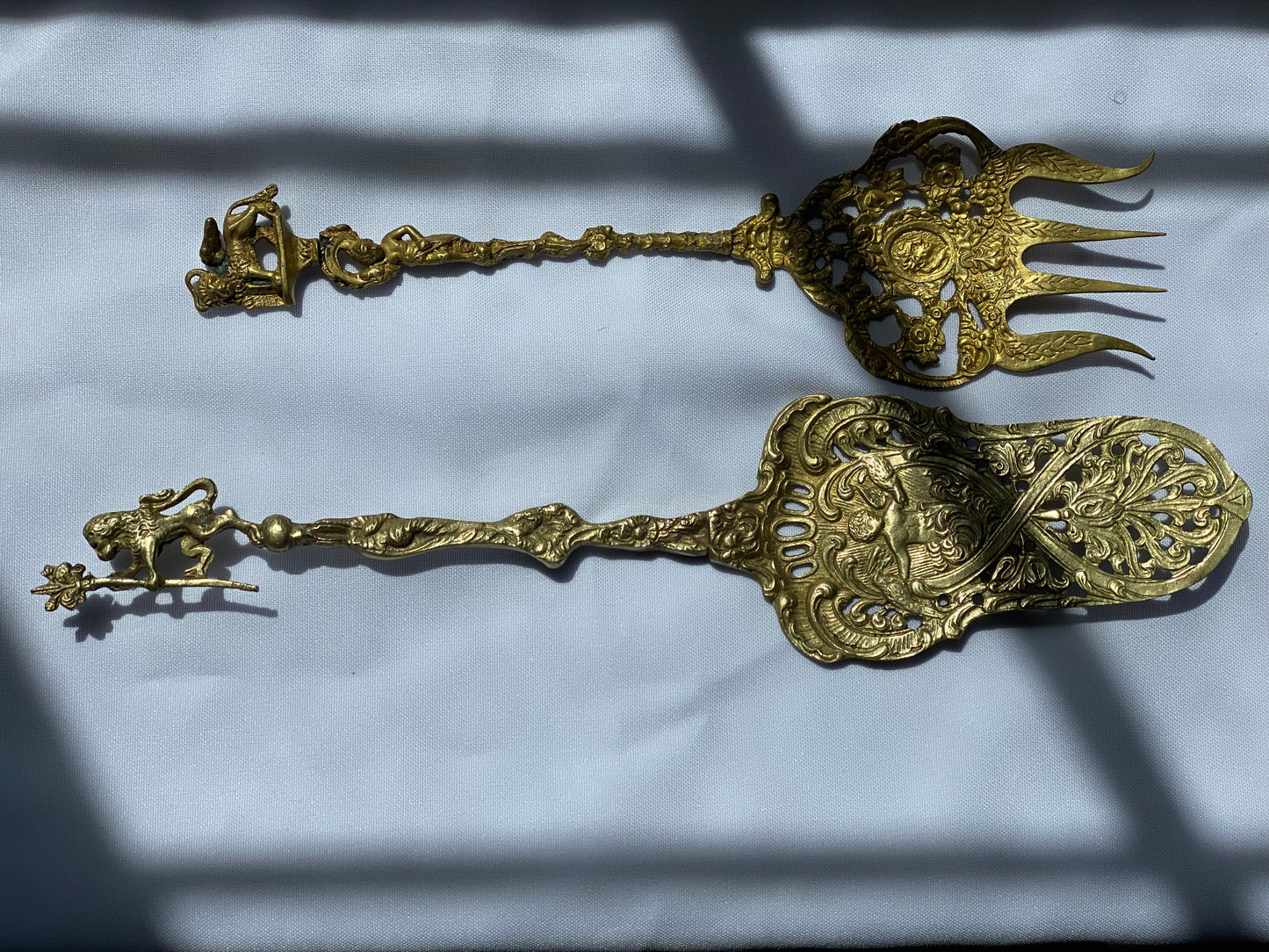 Pair of Gold Italian Pie Fork & Server