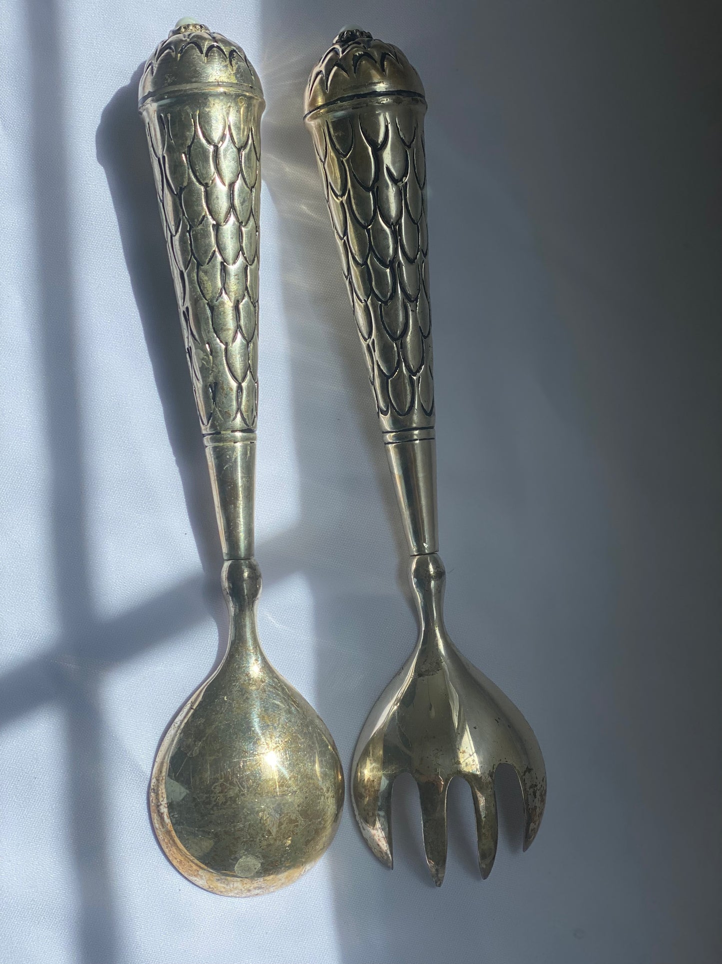 Silver Scalloped Salad Fork & Spoon Set