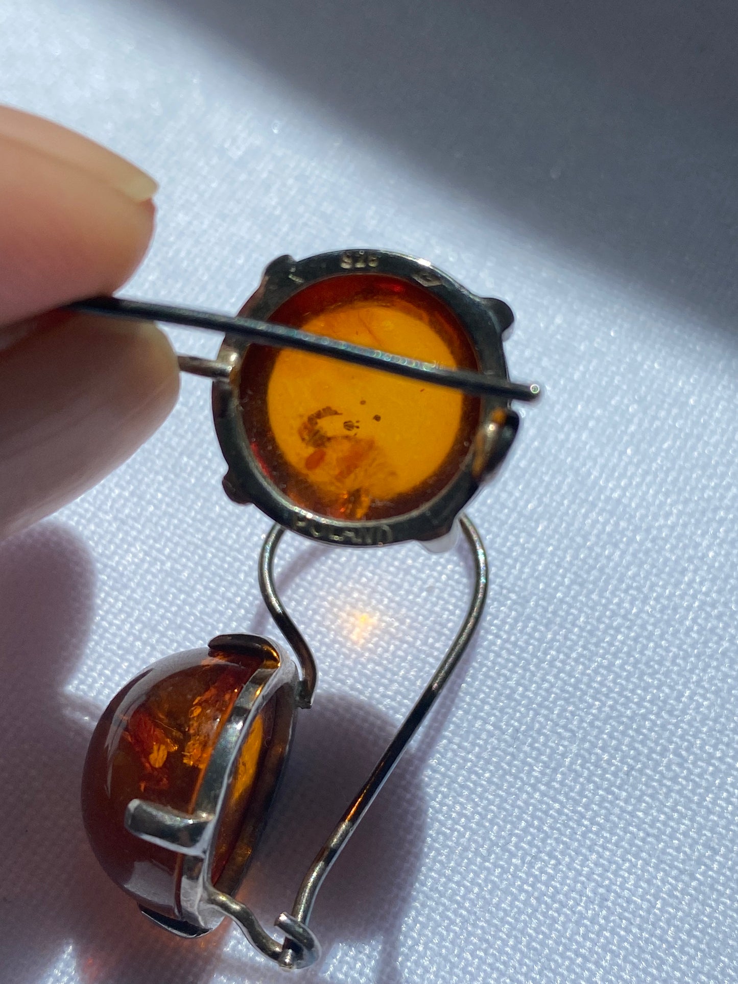 Sterling Silver Polish Amber Earrings