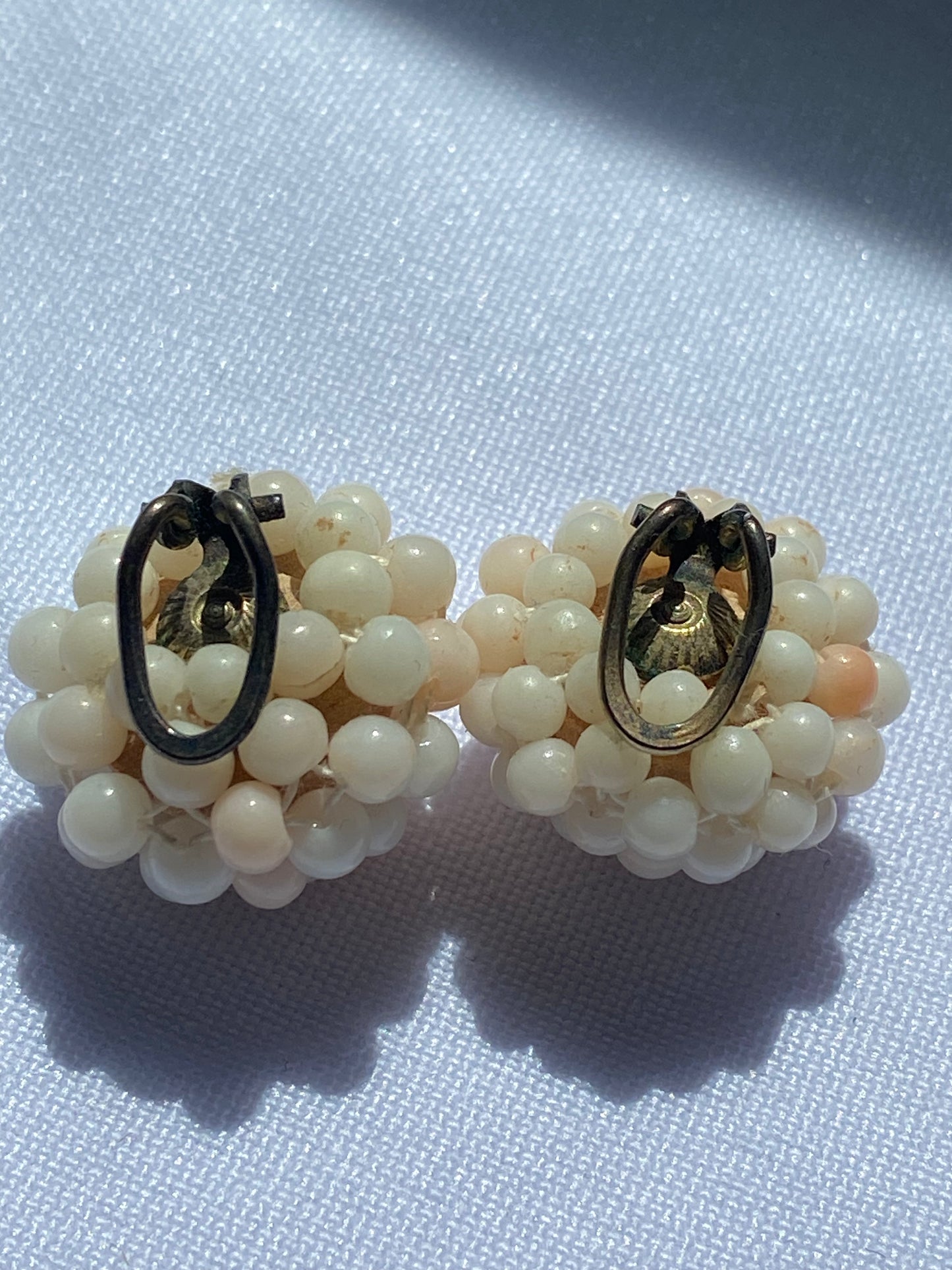 Cluster Cream & Light Pink Clip-on Earrings