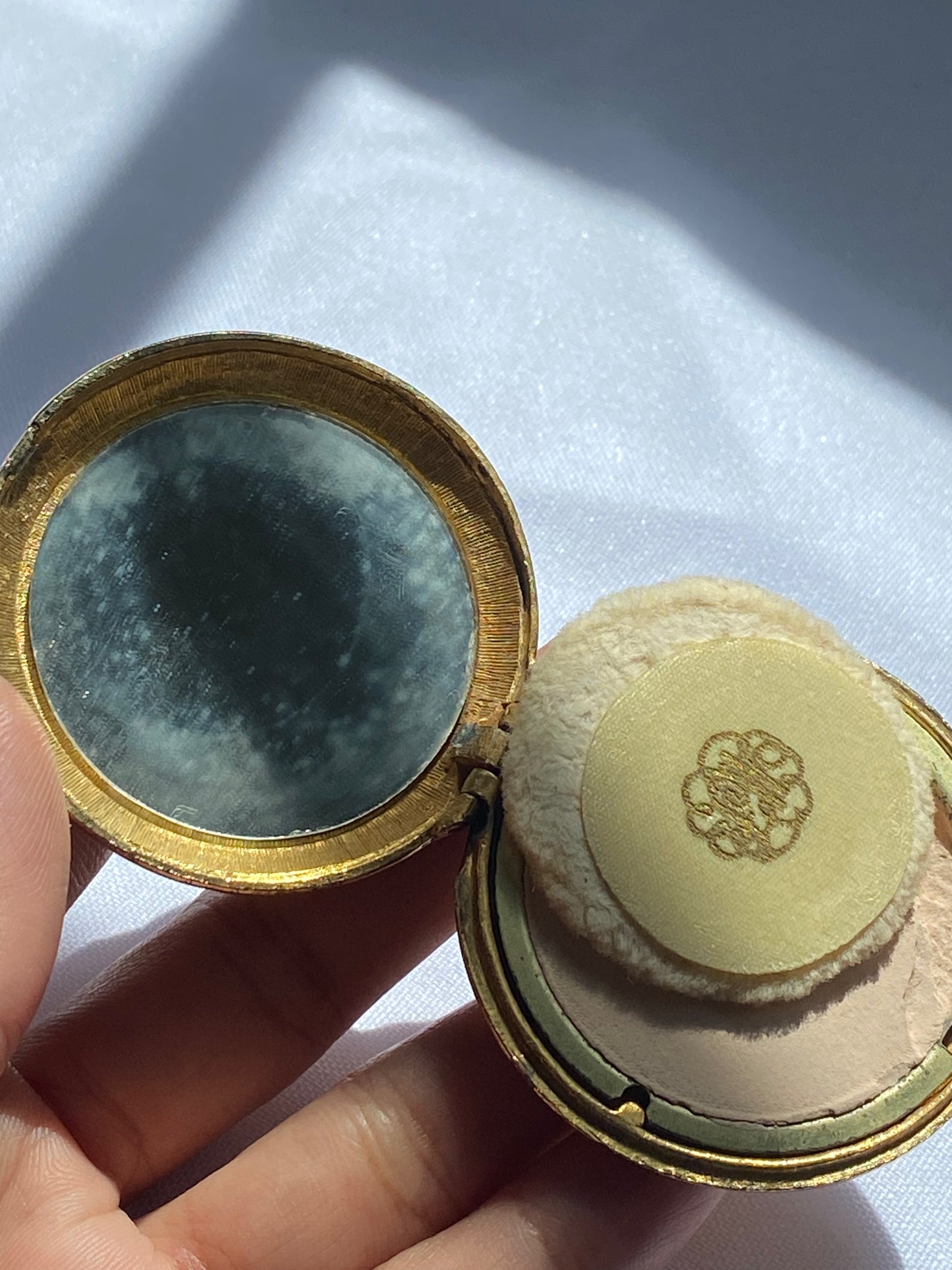 Gold Tone Compact Pendant with Mirror