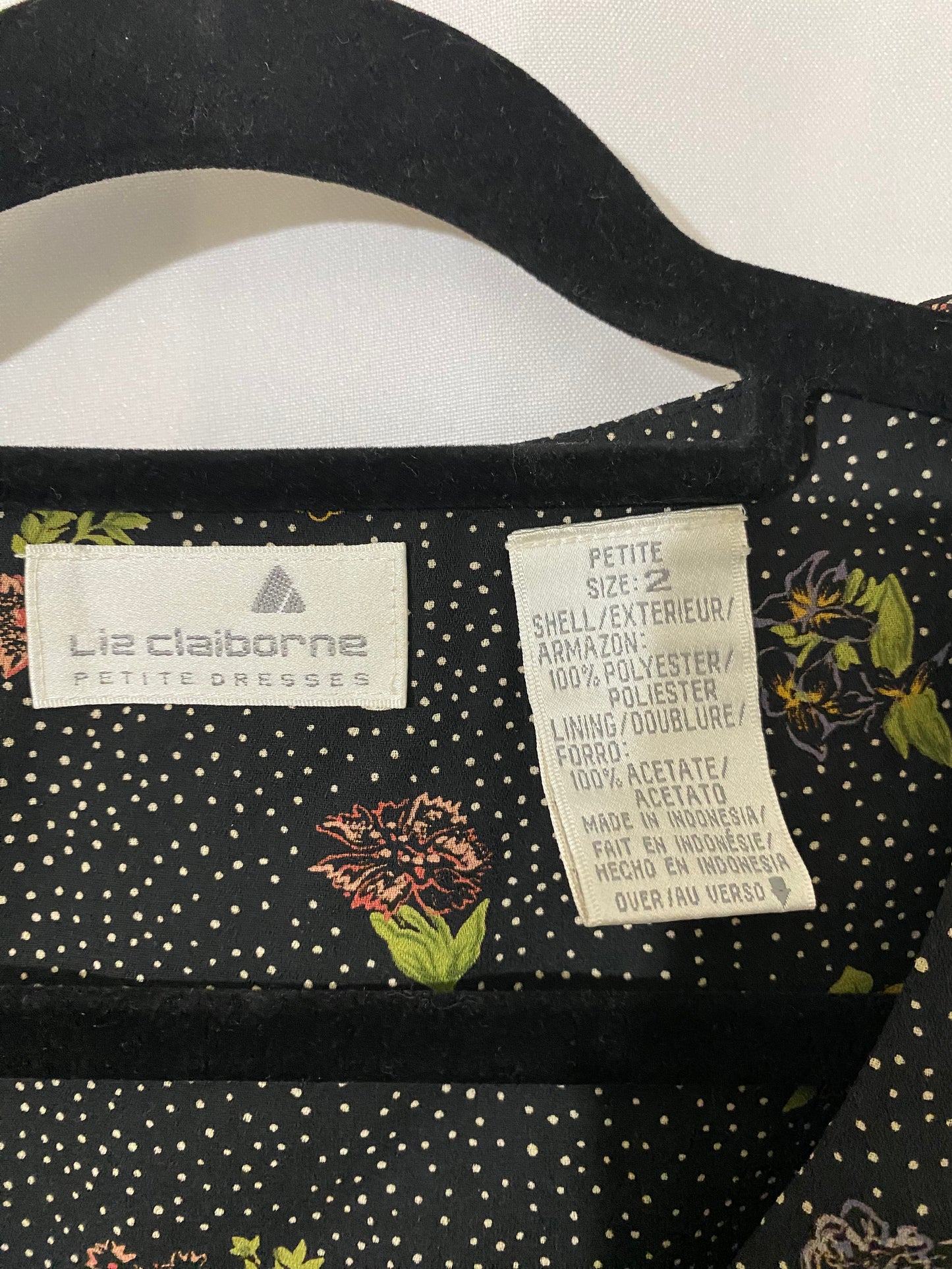 Black Speckled Liz Claiborne Dress with Flowers