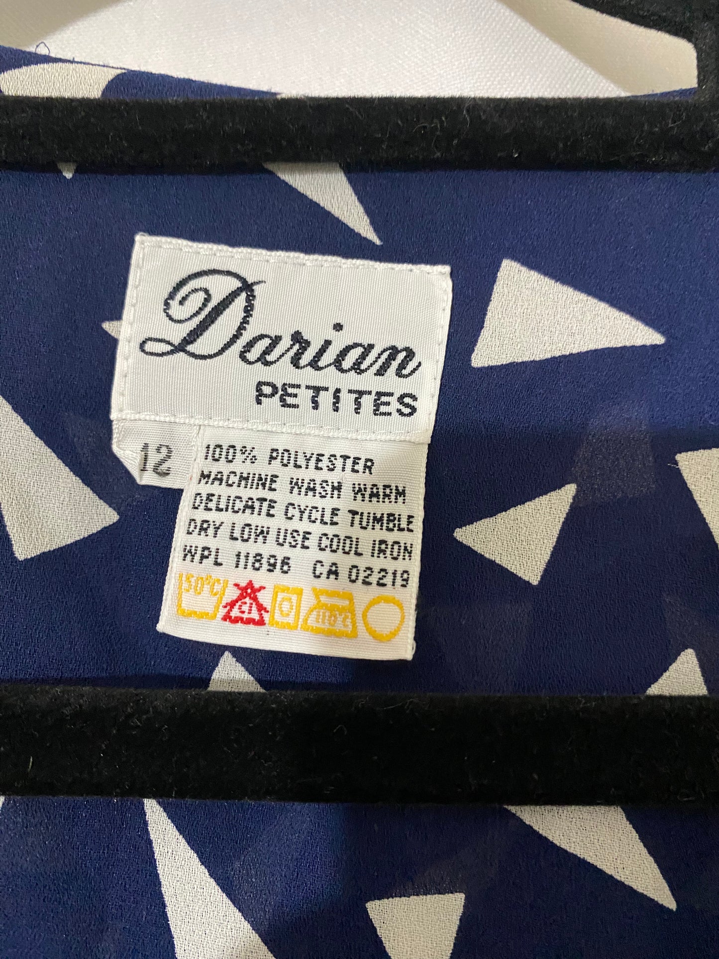 Blue 1980's Dress with White Triangles