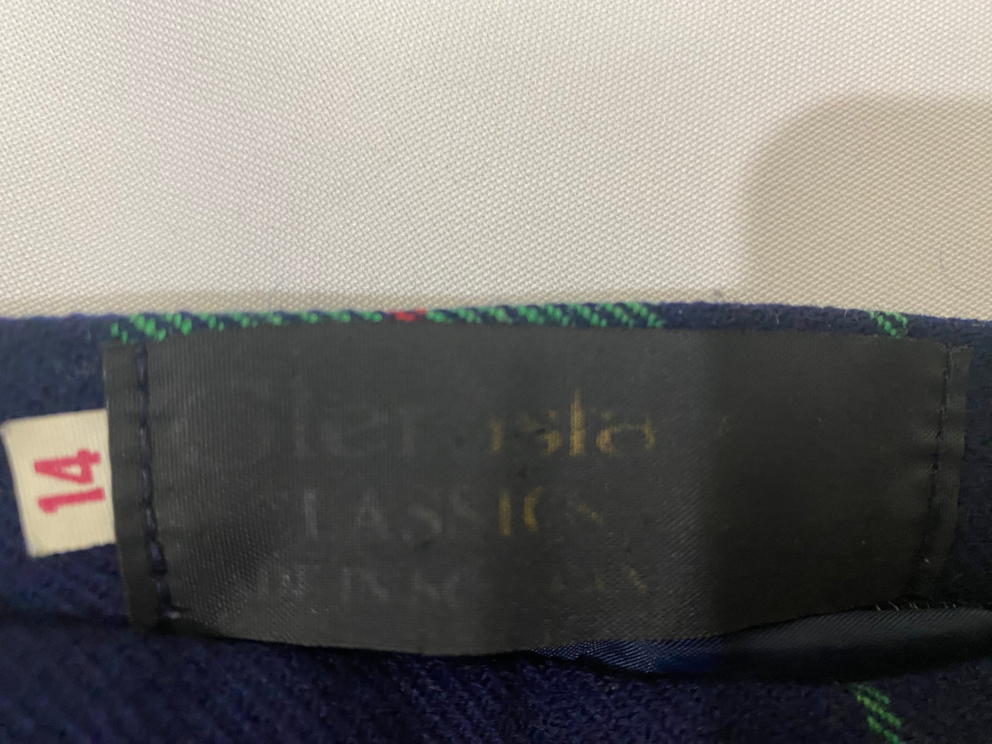 Blue, Vibrant Green, Red Wool Pleated Skirt