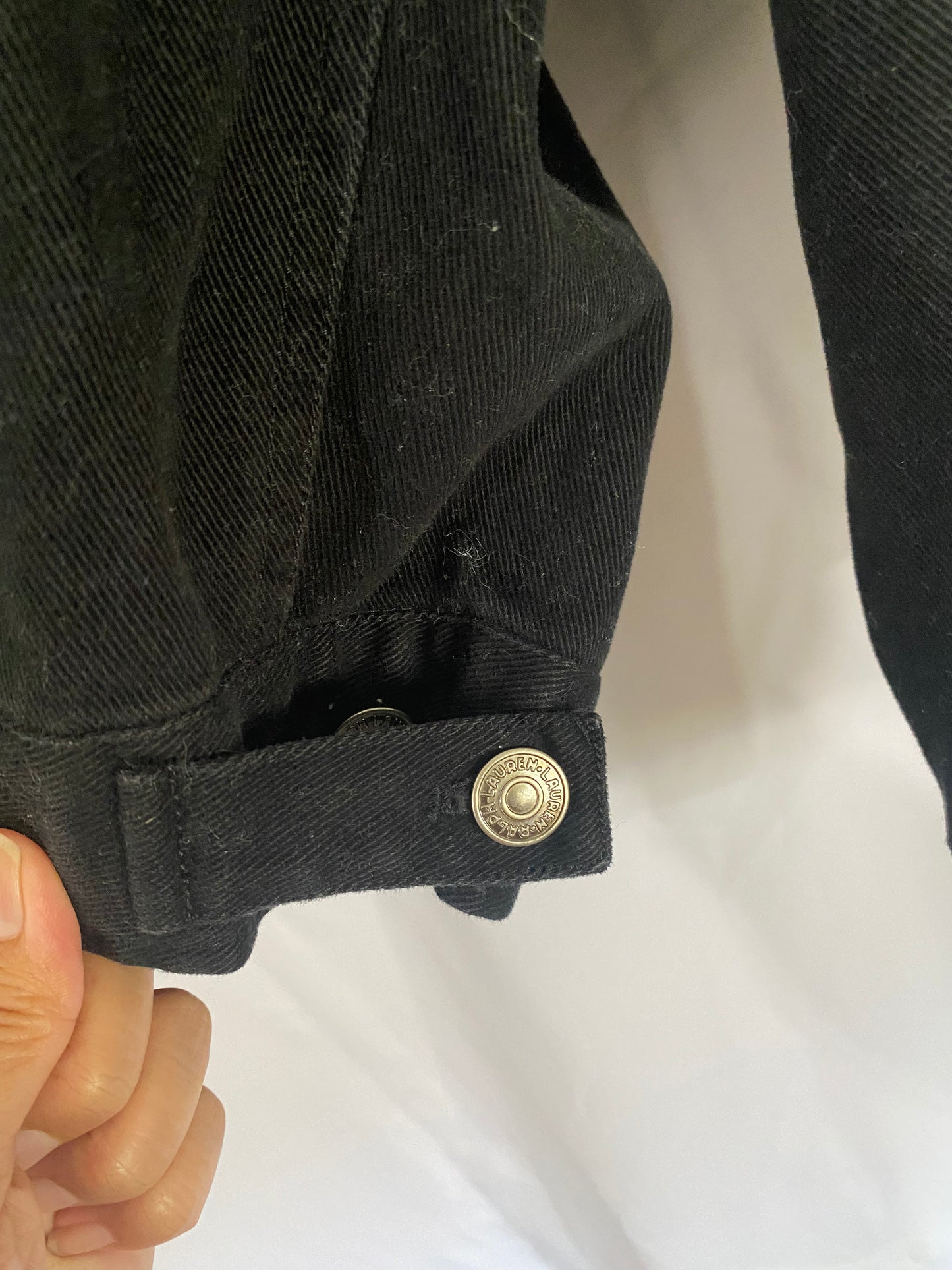 Black Ralph Lauren Jean Cropped Jacket with Leather Collar