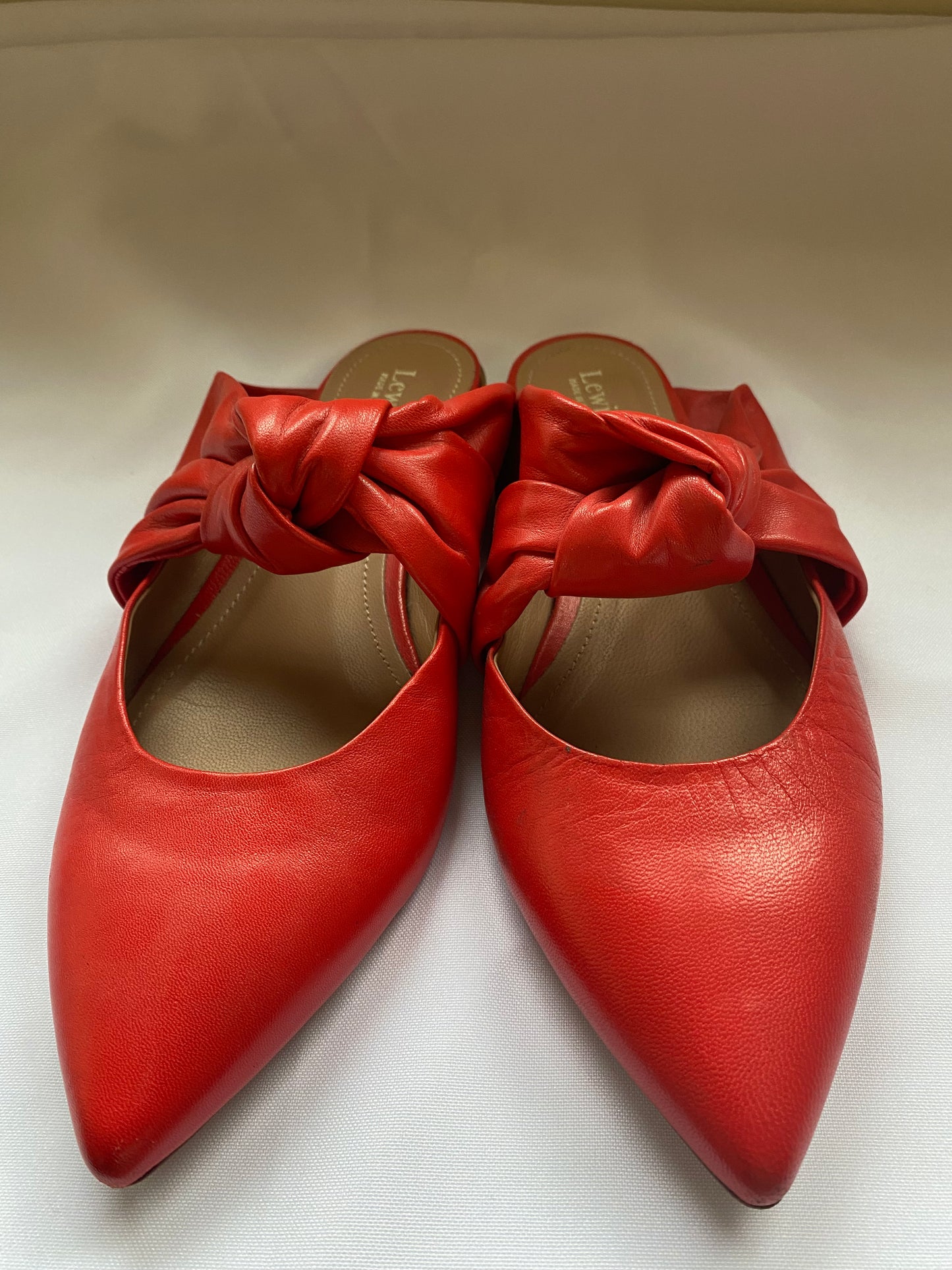 Red Leather Lewit Pointed Flats