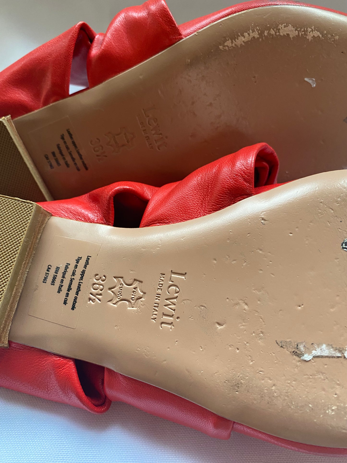 Red Leather Lewit Pointed Flats