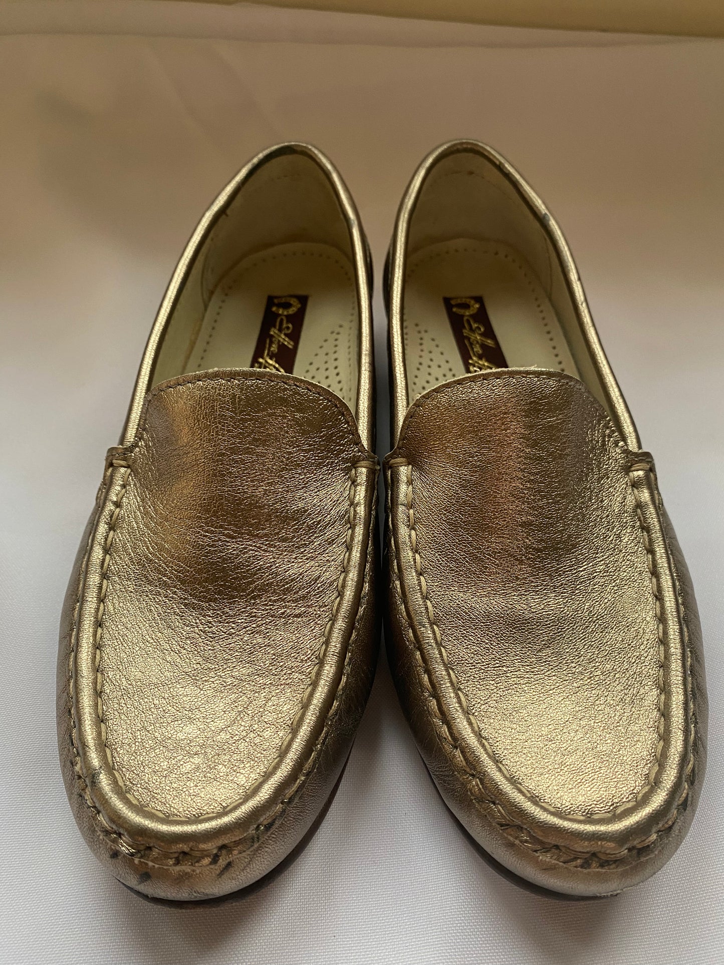 Gold Metallic Leather Ettore Adriano Flats