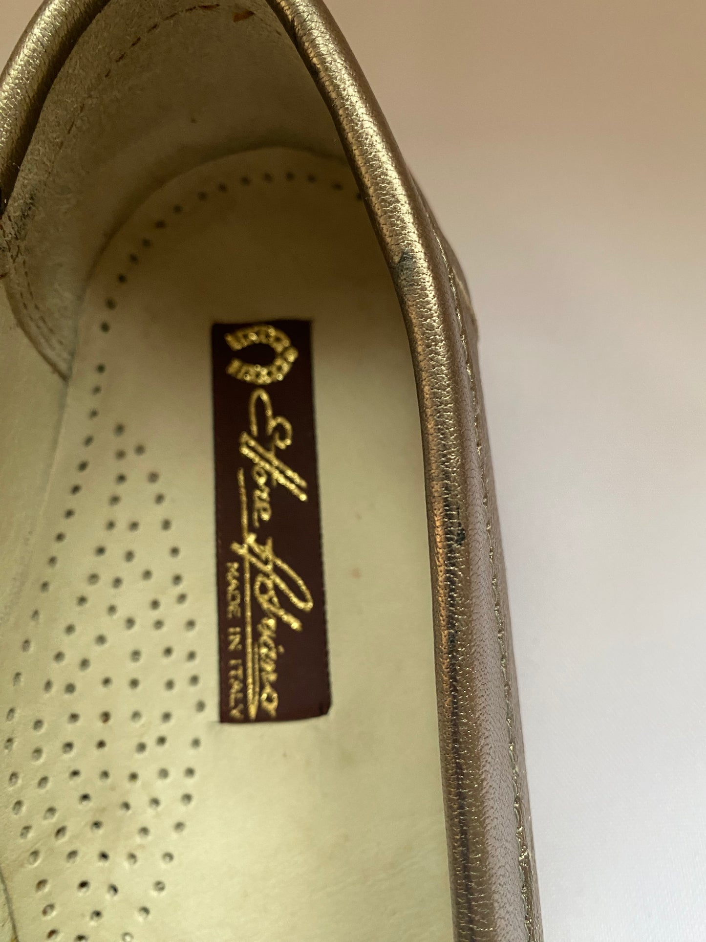 Gold Metallic Leather Ettore Adriano Flats
