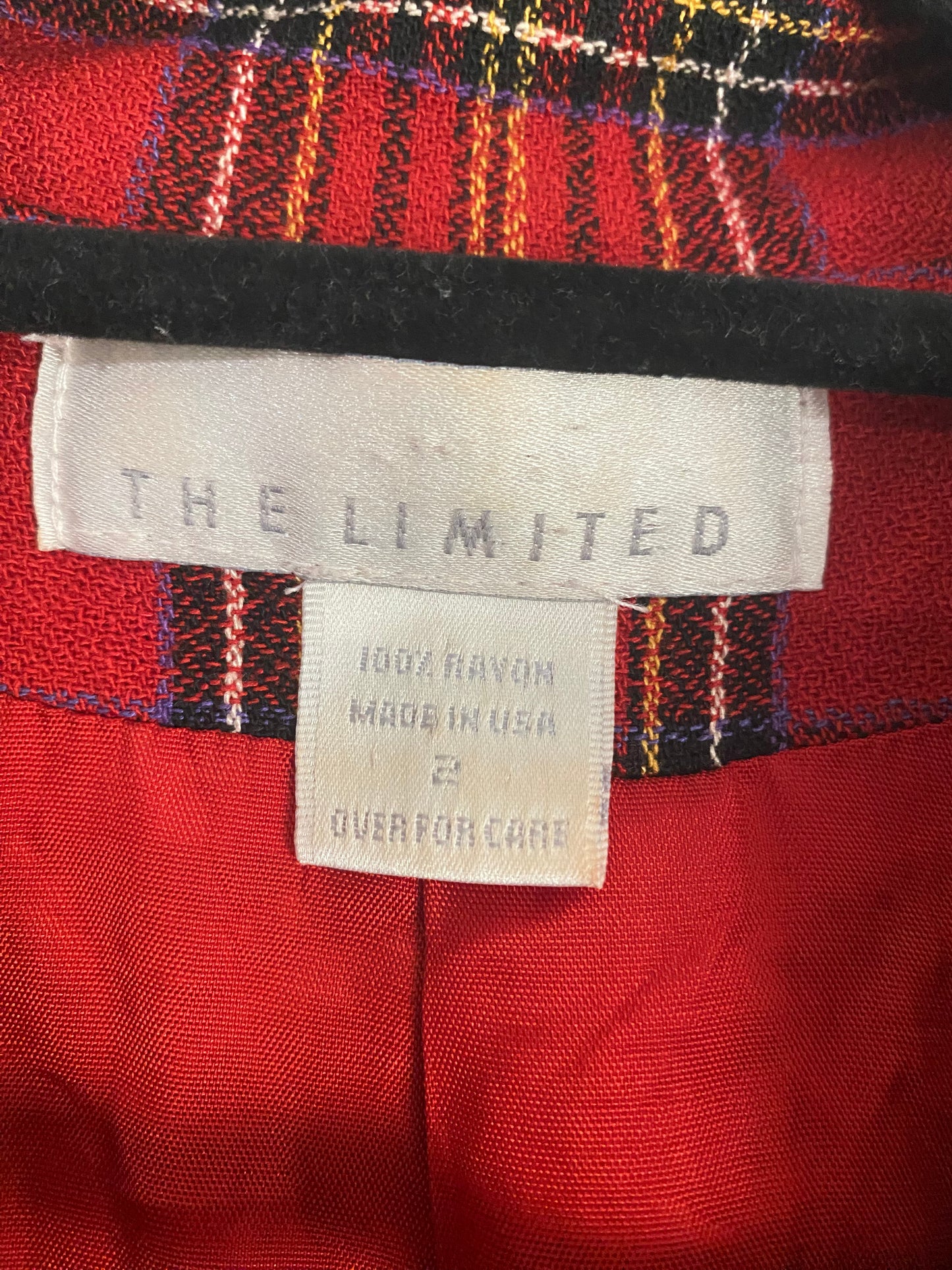 1990's Red Plaid Long Sleeve Suit Short Set