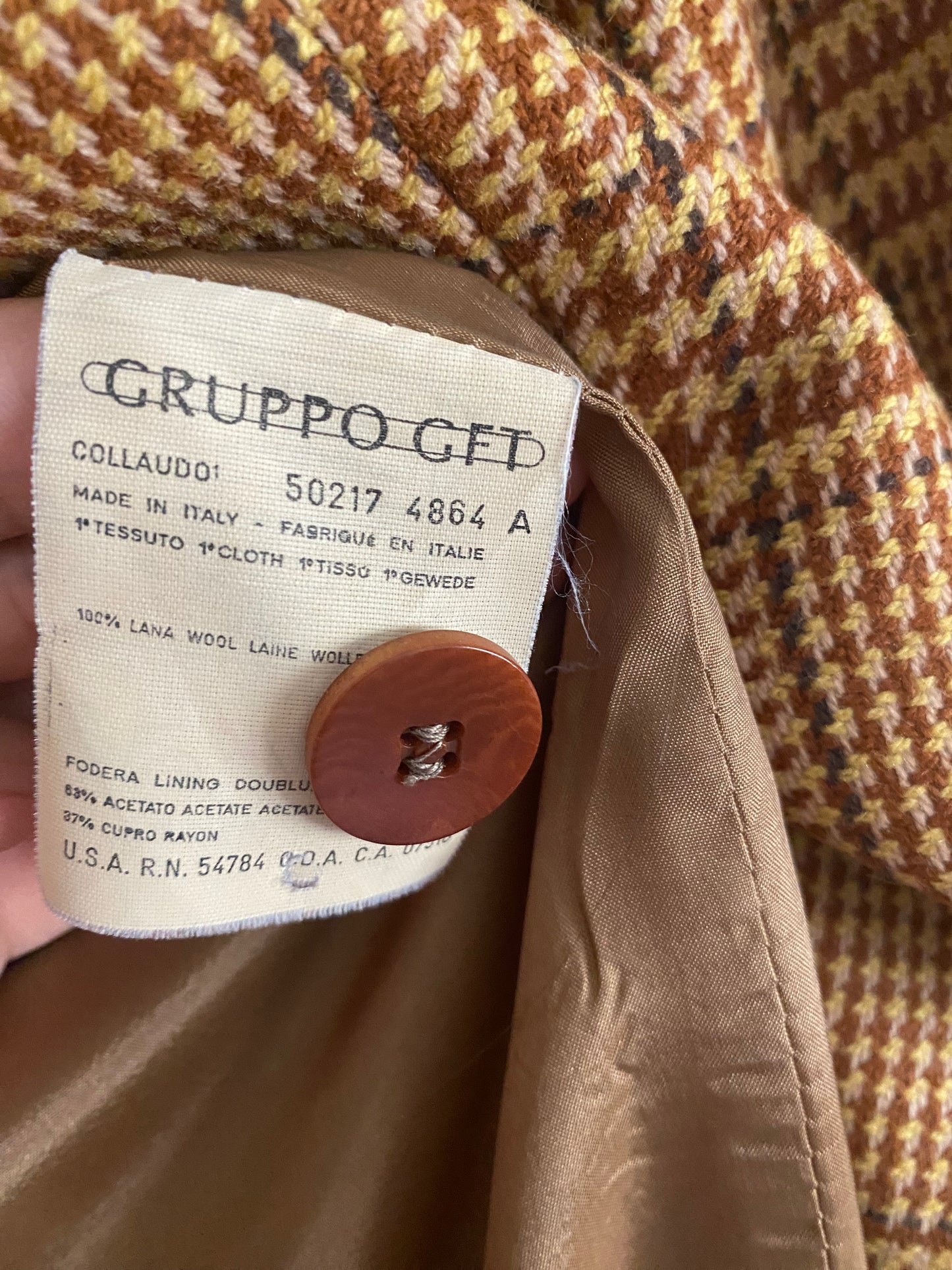 Giorgio Armani Tan Houndstooth Blazer