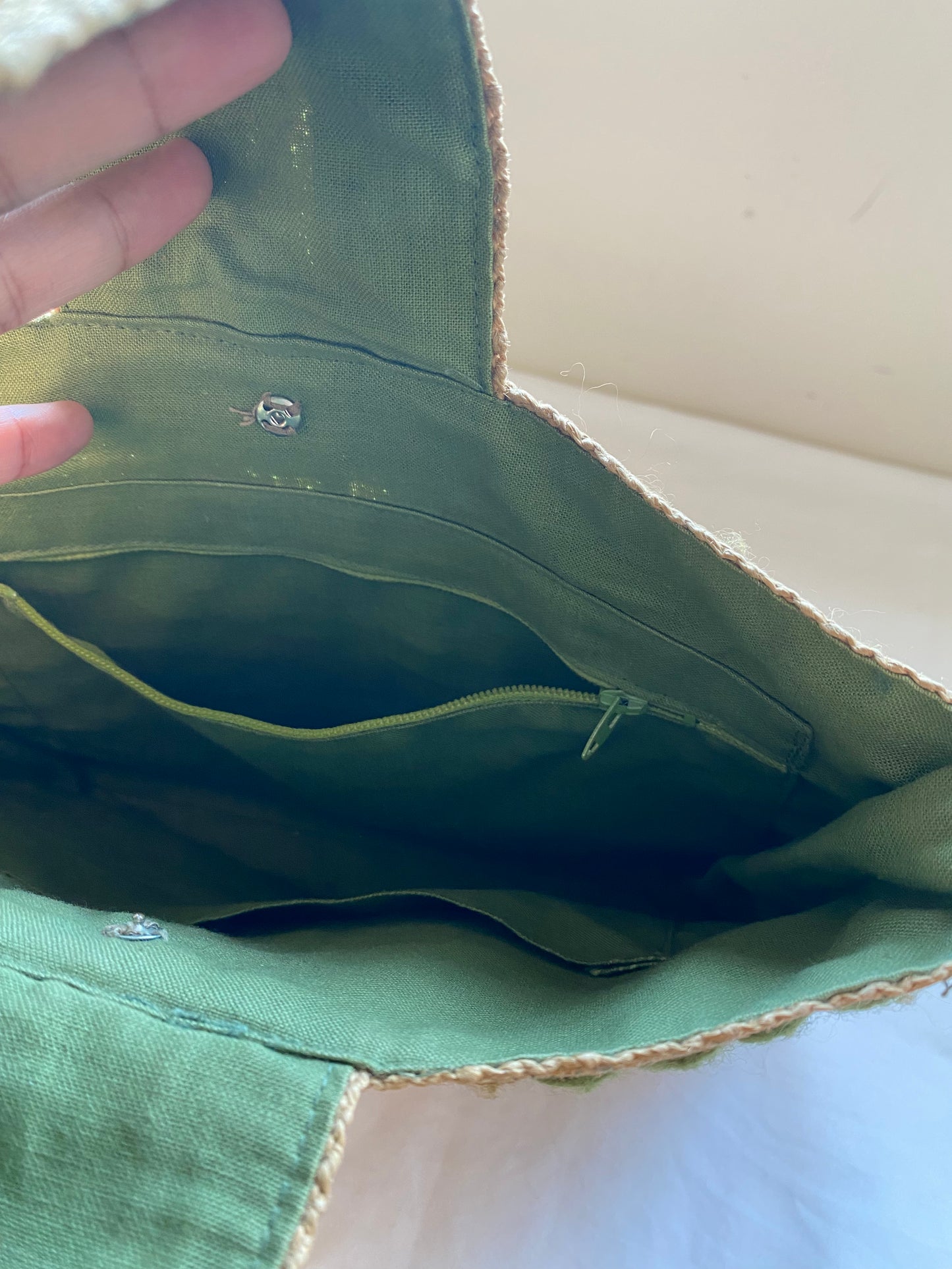 Woven Orange, Green Yellow Yarn Bag