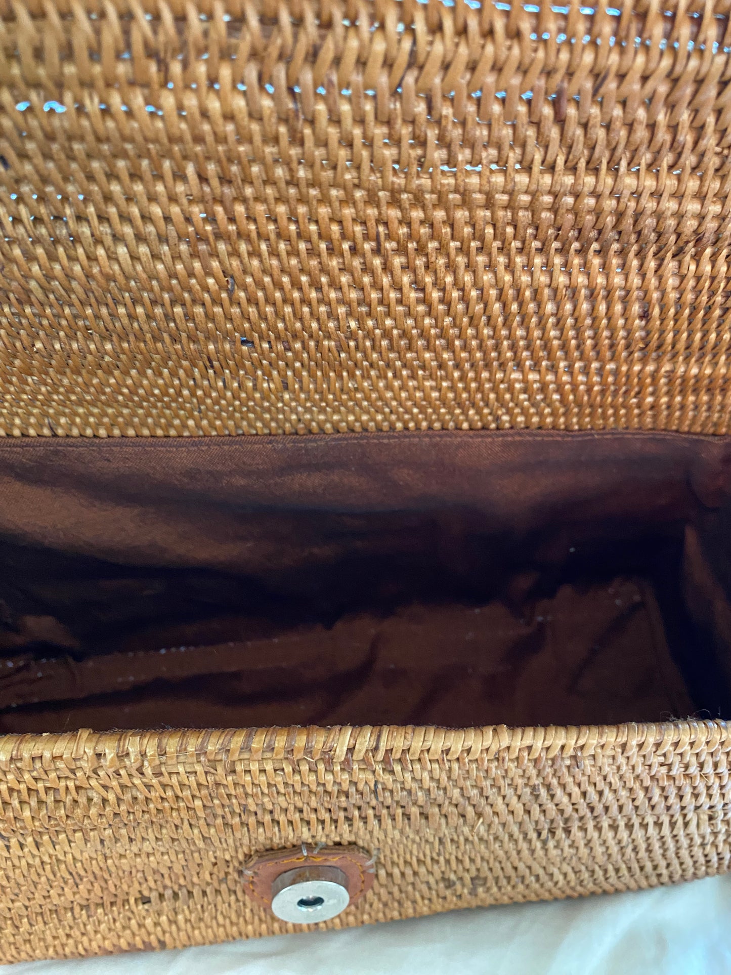 Woven Basket Bag with Leather Straps