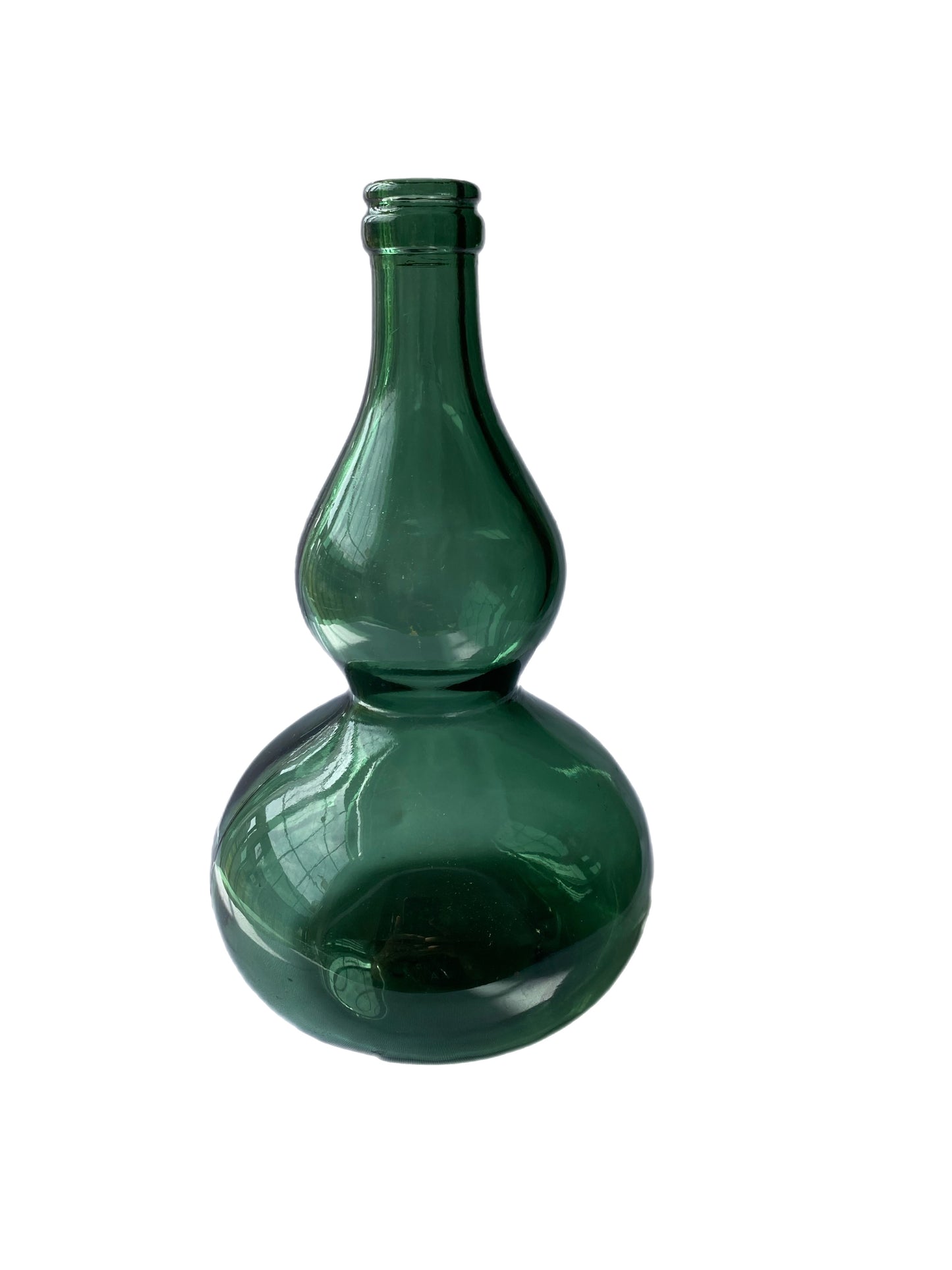 Curvy Shaped Dark Green Glass Bottle
