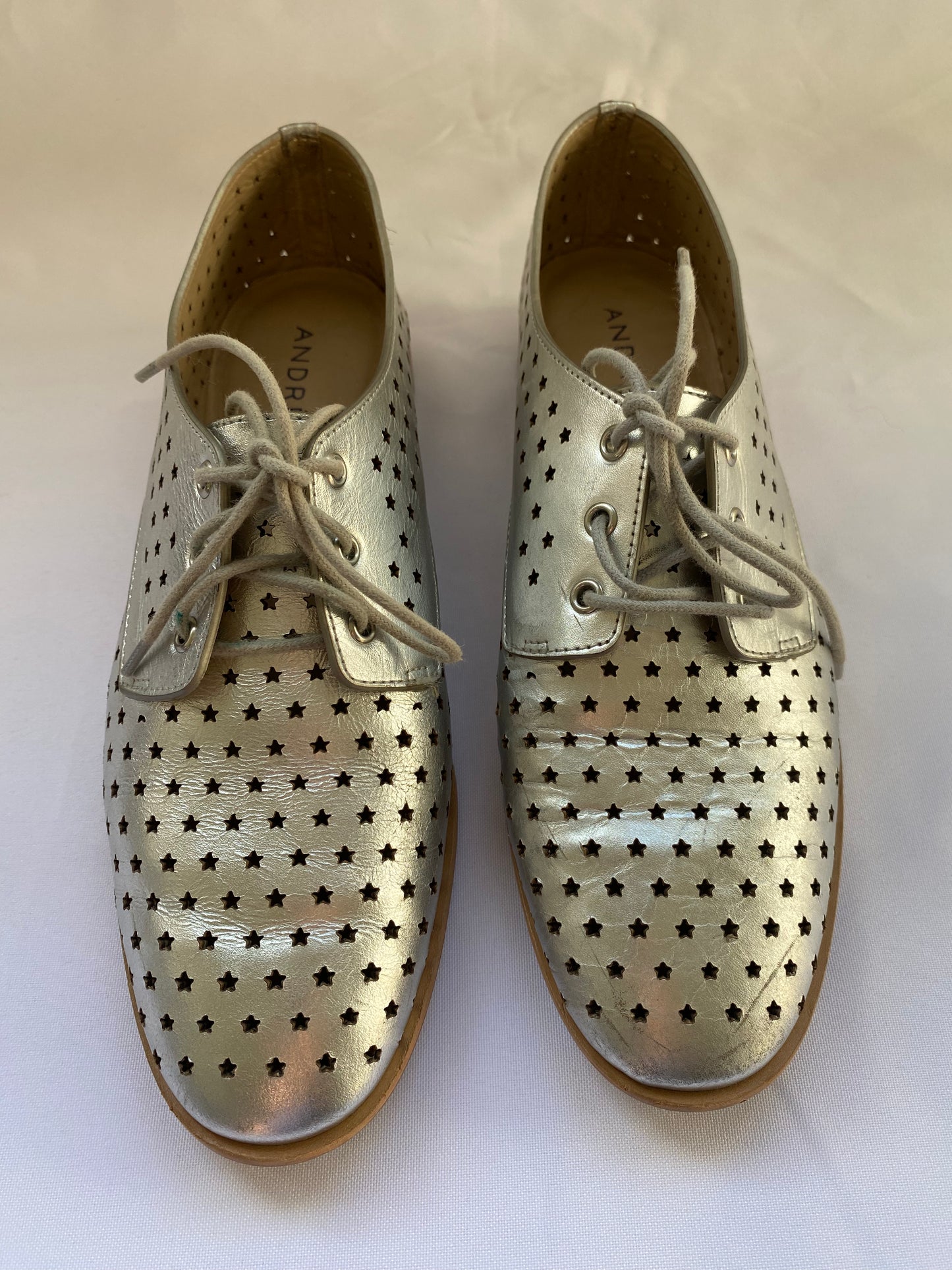 Silver Leather with Star Cut-Outs Shoes