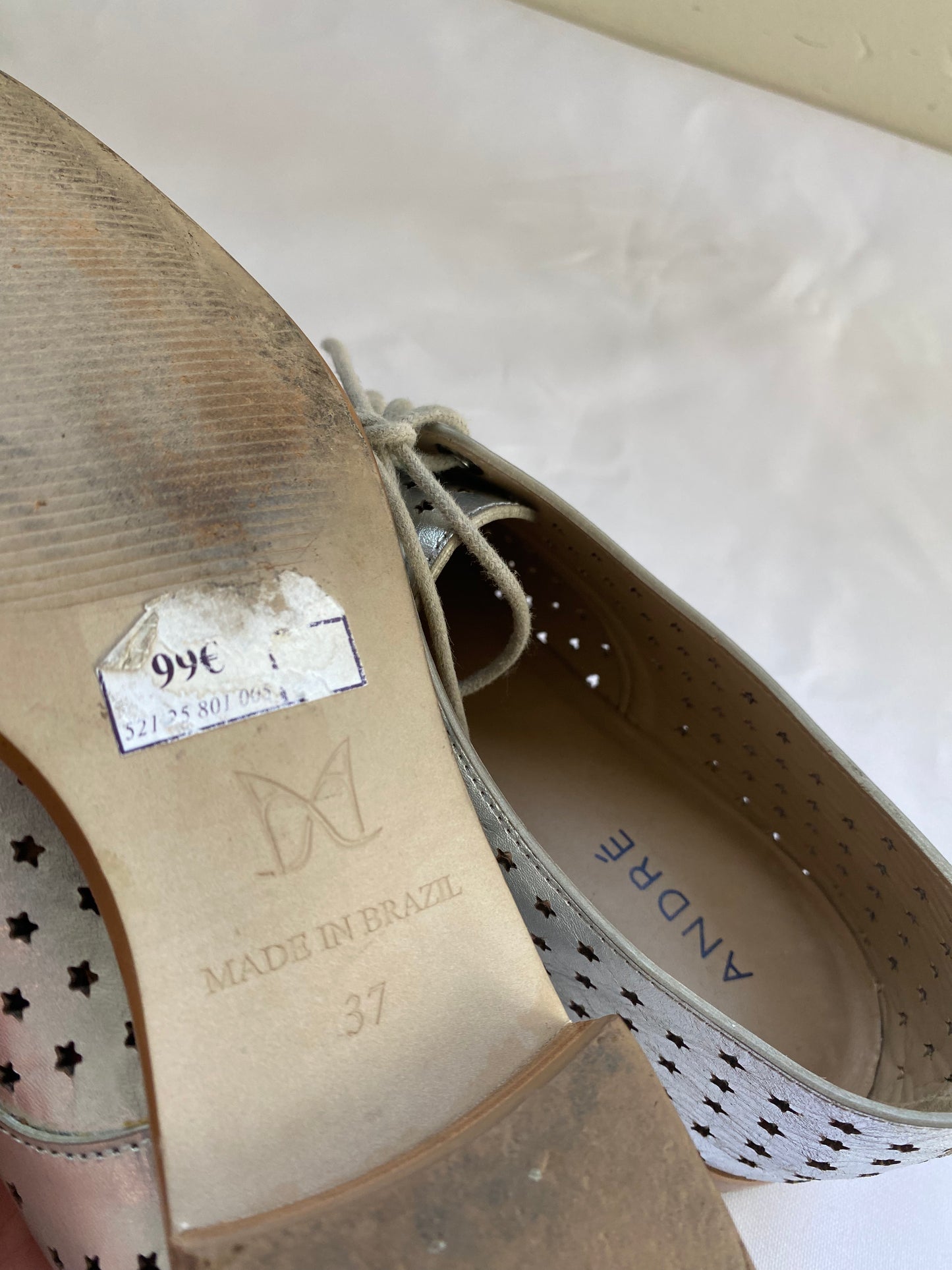 Silver Leather with Star Cut-Outs Shoes