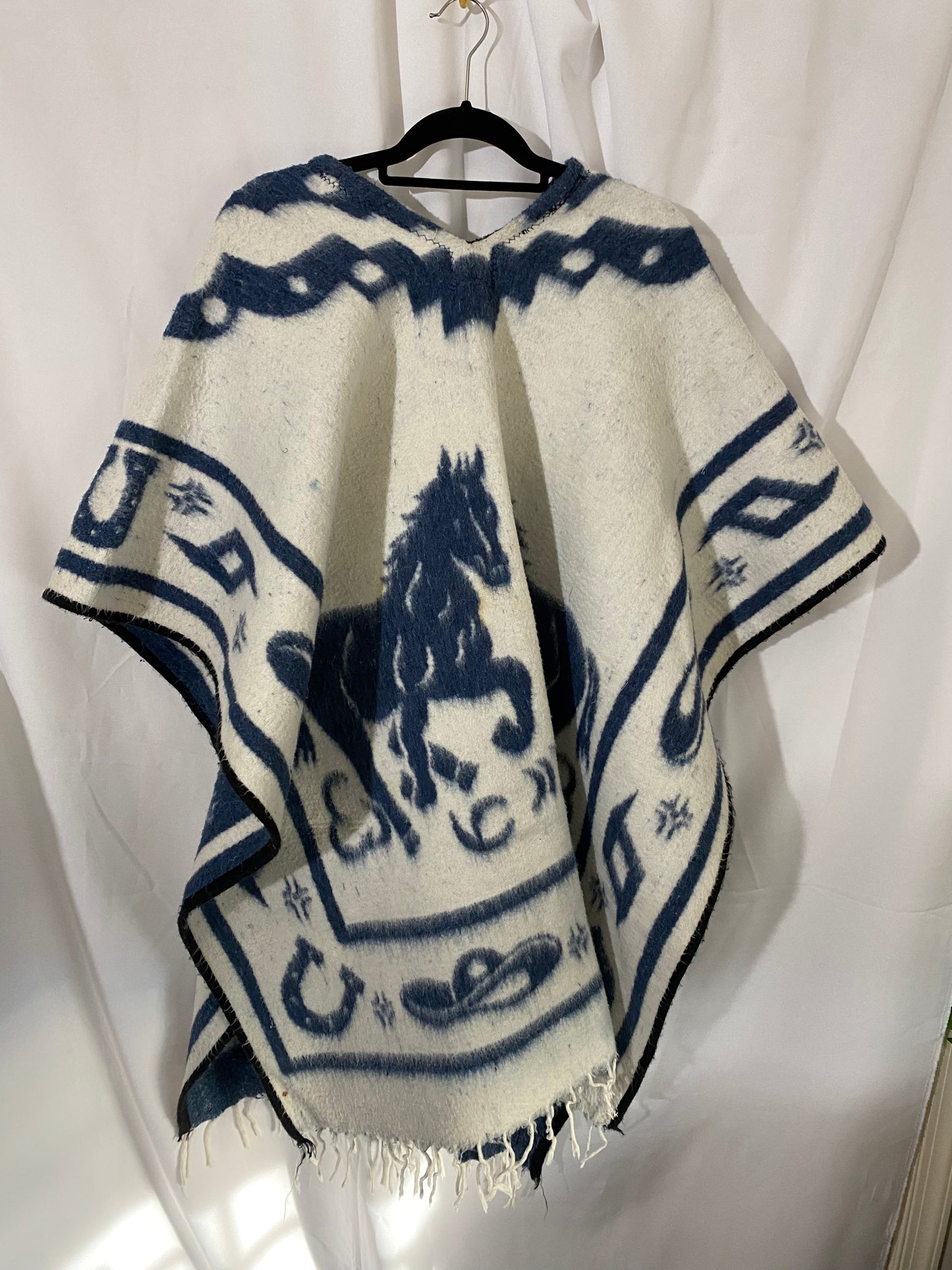 1980s Double Sided Mexican Wool Poncho/Blanket