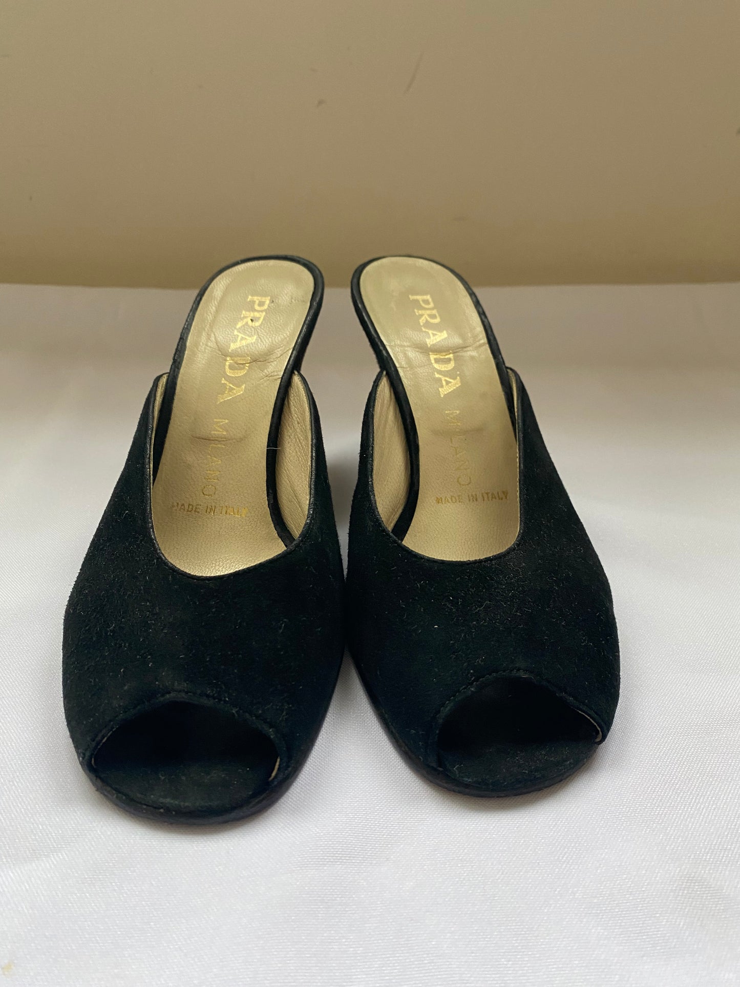 Black Velvet Prada Chunky Mules (Size 37.5)