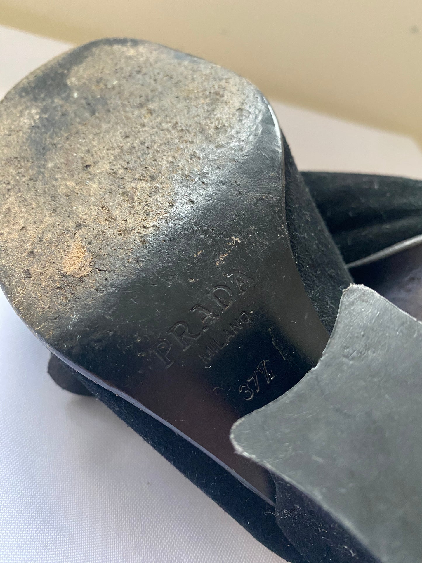 Black Velvet Prada Chunky Mules (Size 37.5)