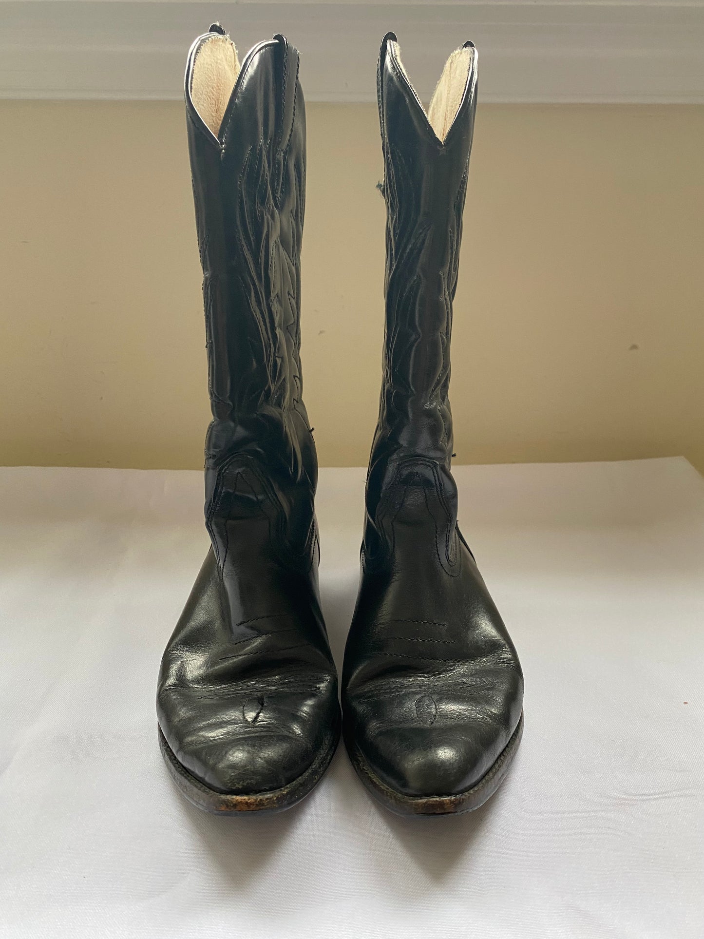 Black Leather Cowboy Boots