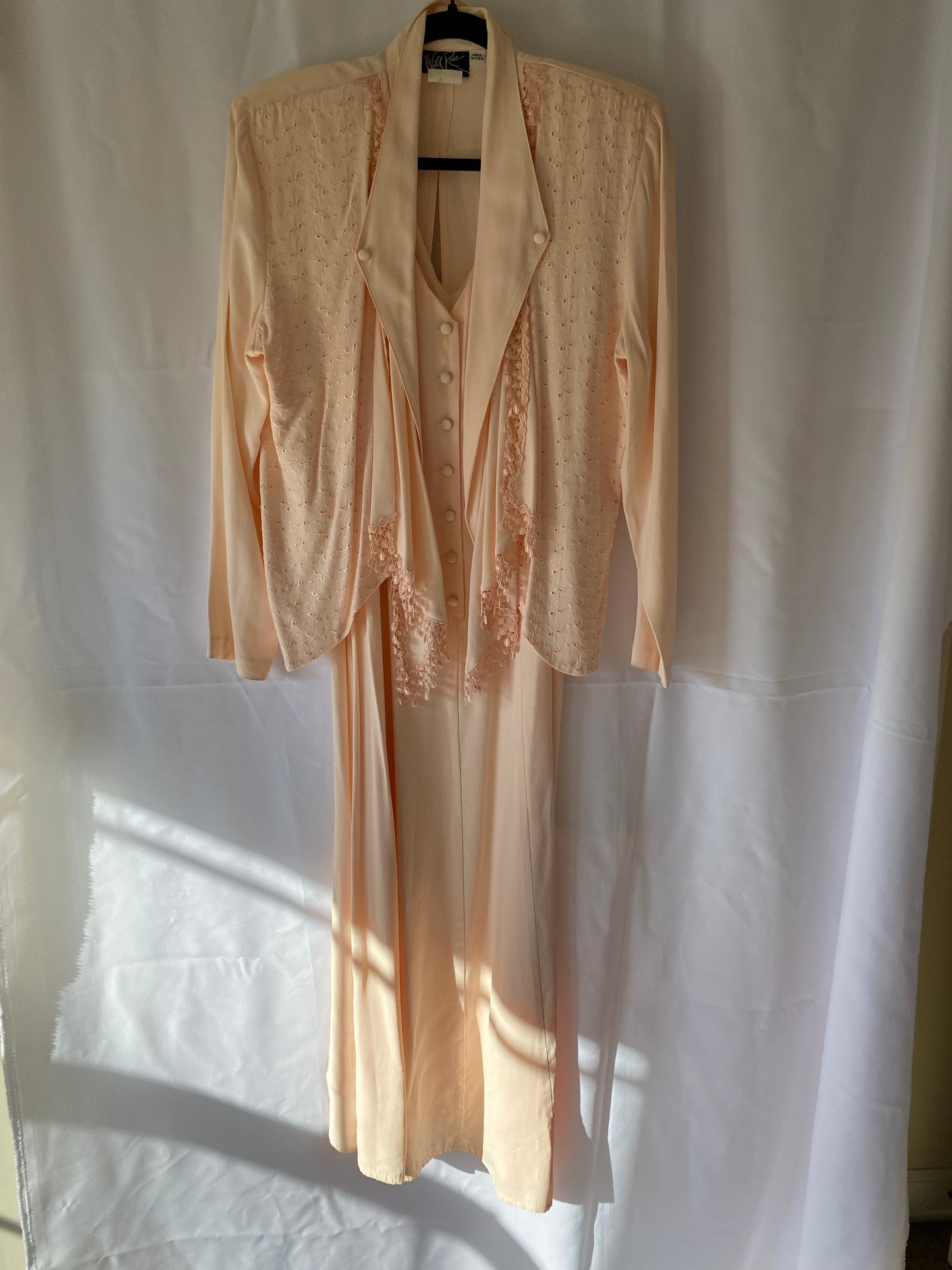 80s Light Pink Maxi Dress w/Jacket