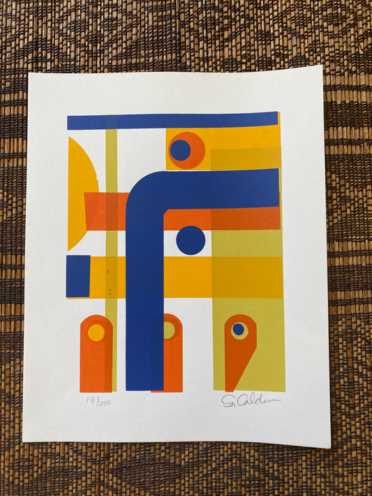 1970 Geometric Silkscreen Print by S. Caldern