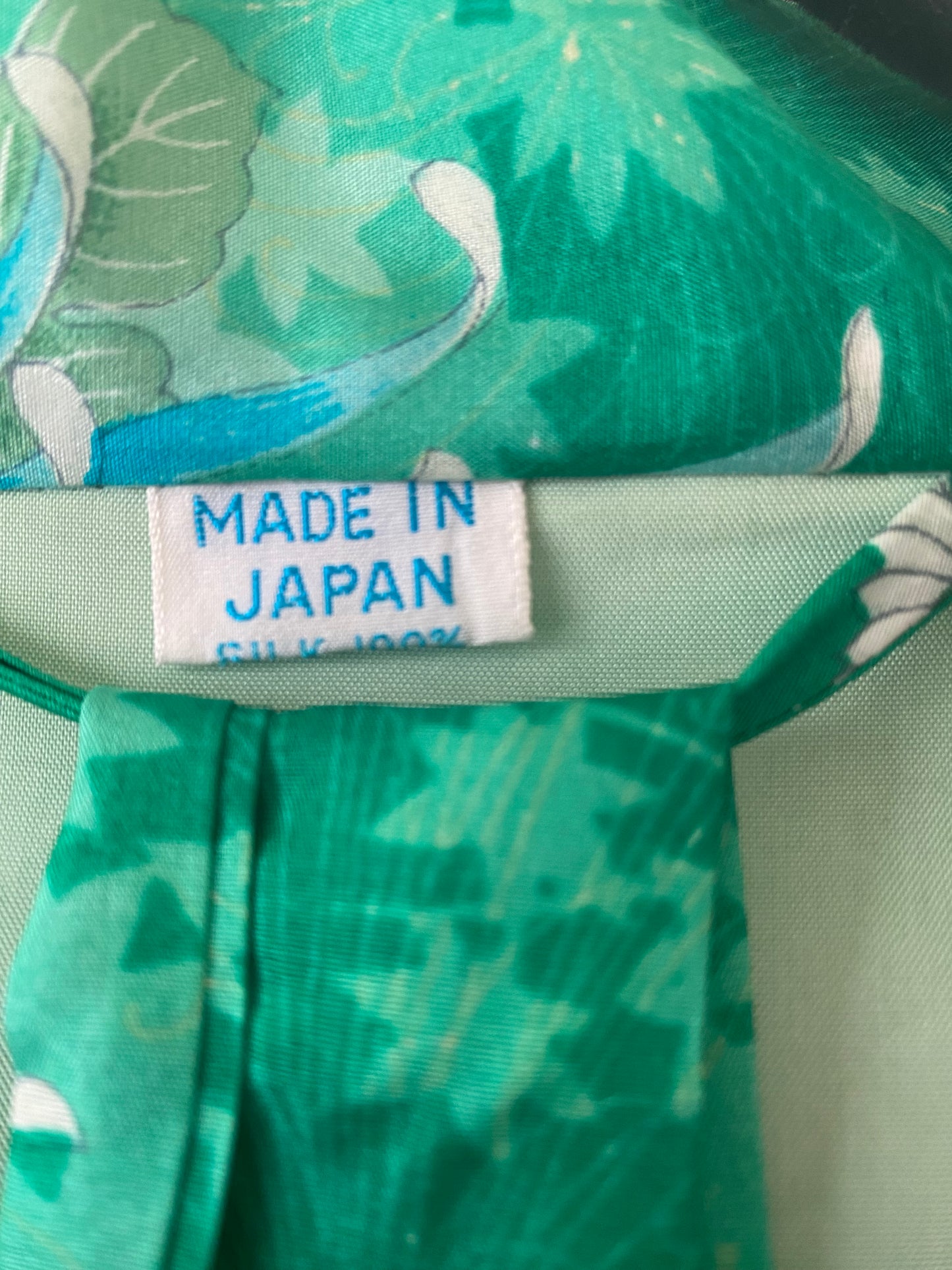 Green & Peach Silk Japanese Kimono