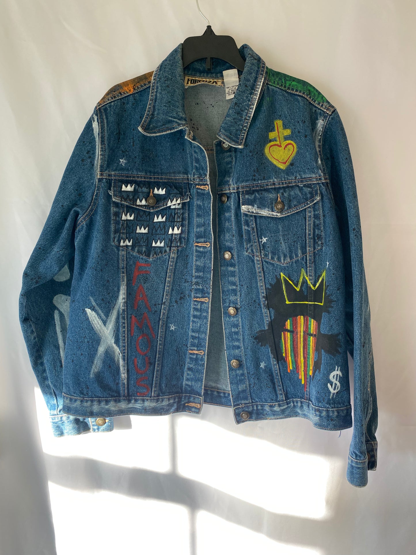 Hand Painted Vintage Jean Jacket Basquiat Inspired