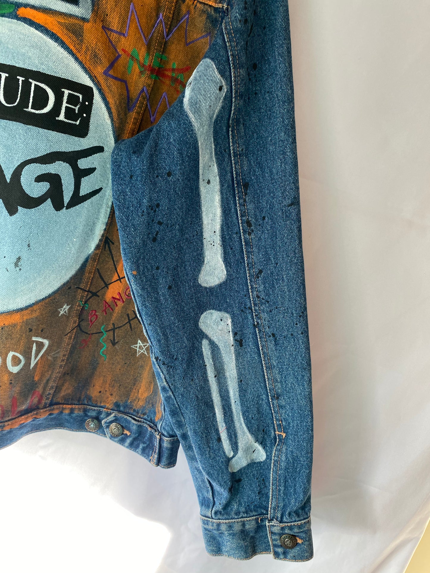 Hand Painted Vintage Jean Jacket Basquiat Inspired