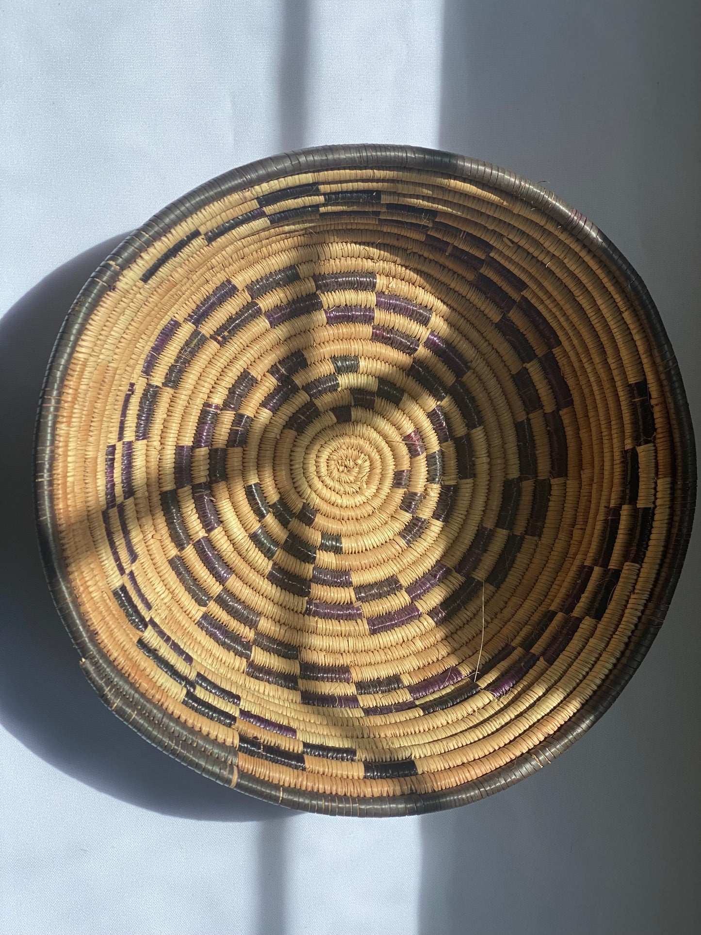 Black, Purple & Natural Tan Woven Basket