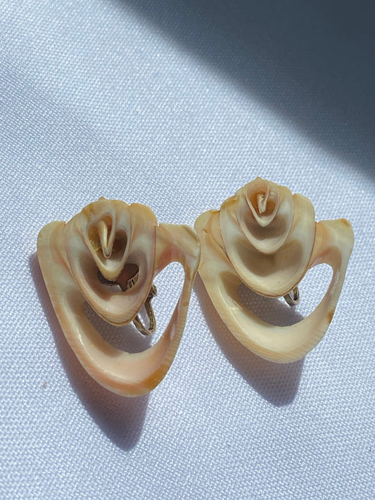 Sliced Shell Clip on Earrings