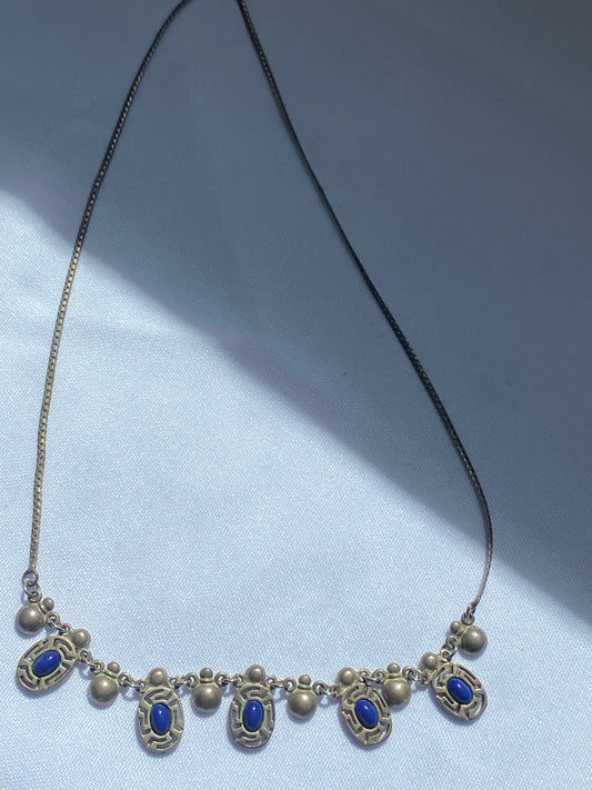 925 Silver with Blue Stone Necklace