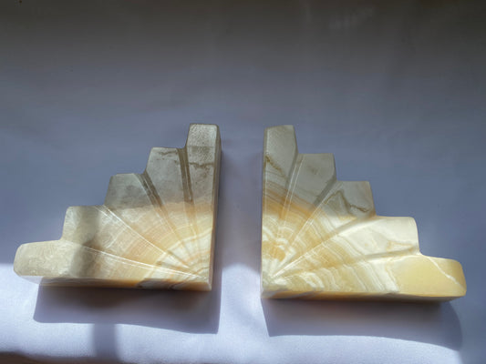 Cream Onyx Bookends