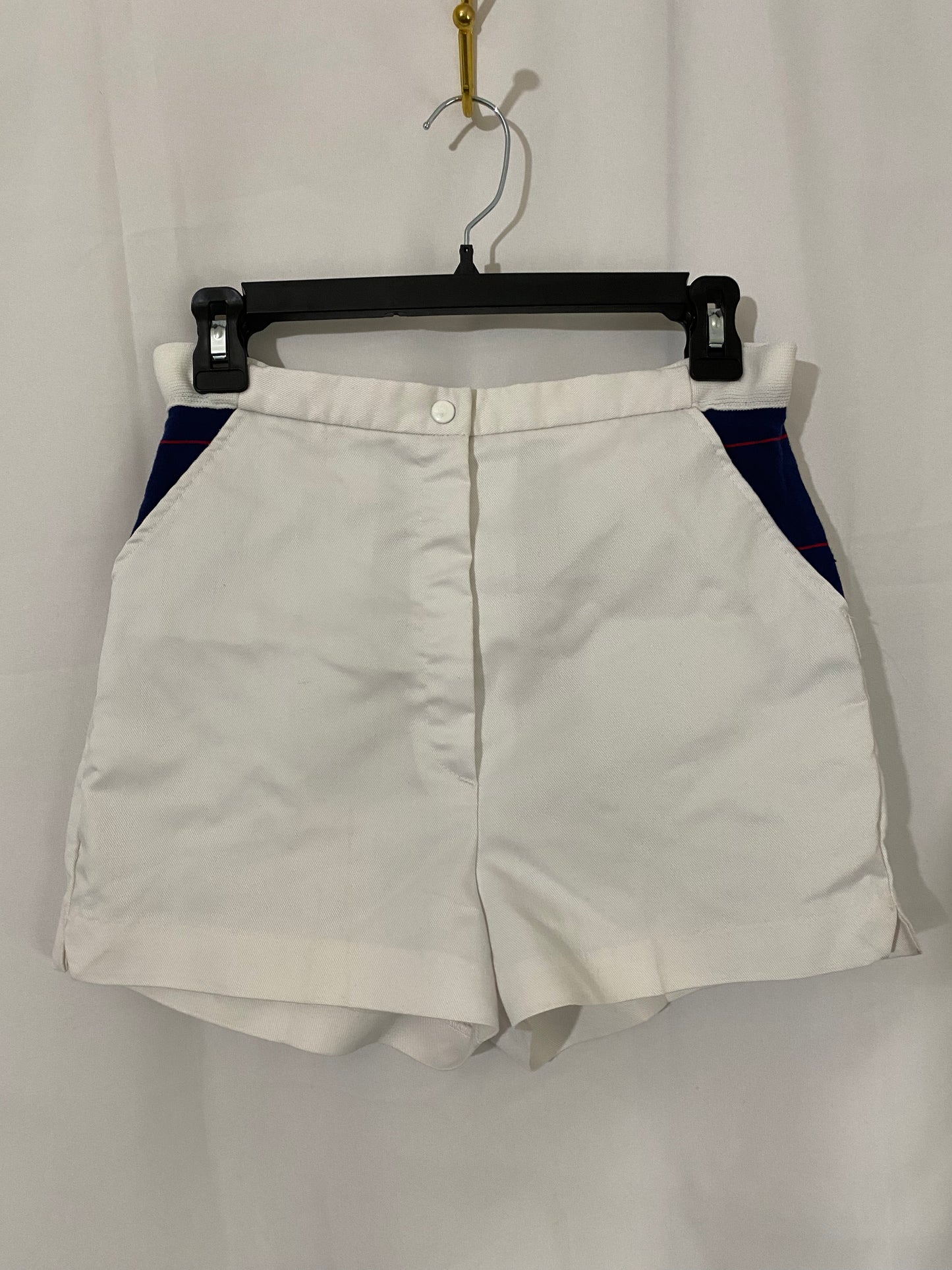 1970's White Tennis Shorts with Blue Accent Pockets