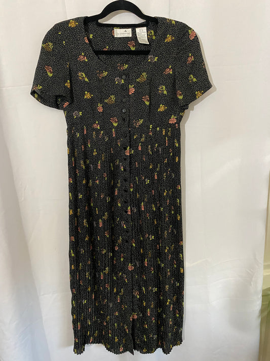 Black Speckled Liz Claiborne Dress with Flowers