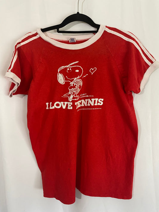 1958 Red Snoopy, "I Love Tennis" Shirt