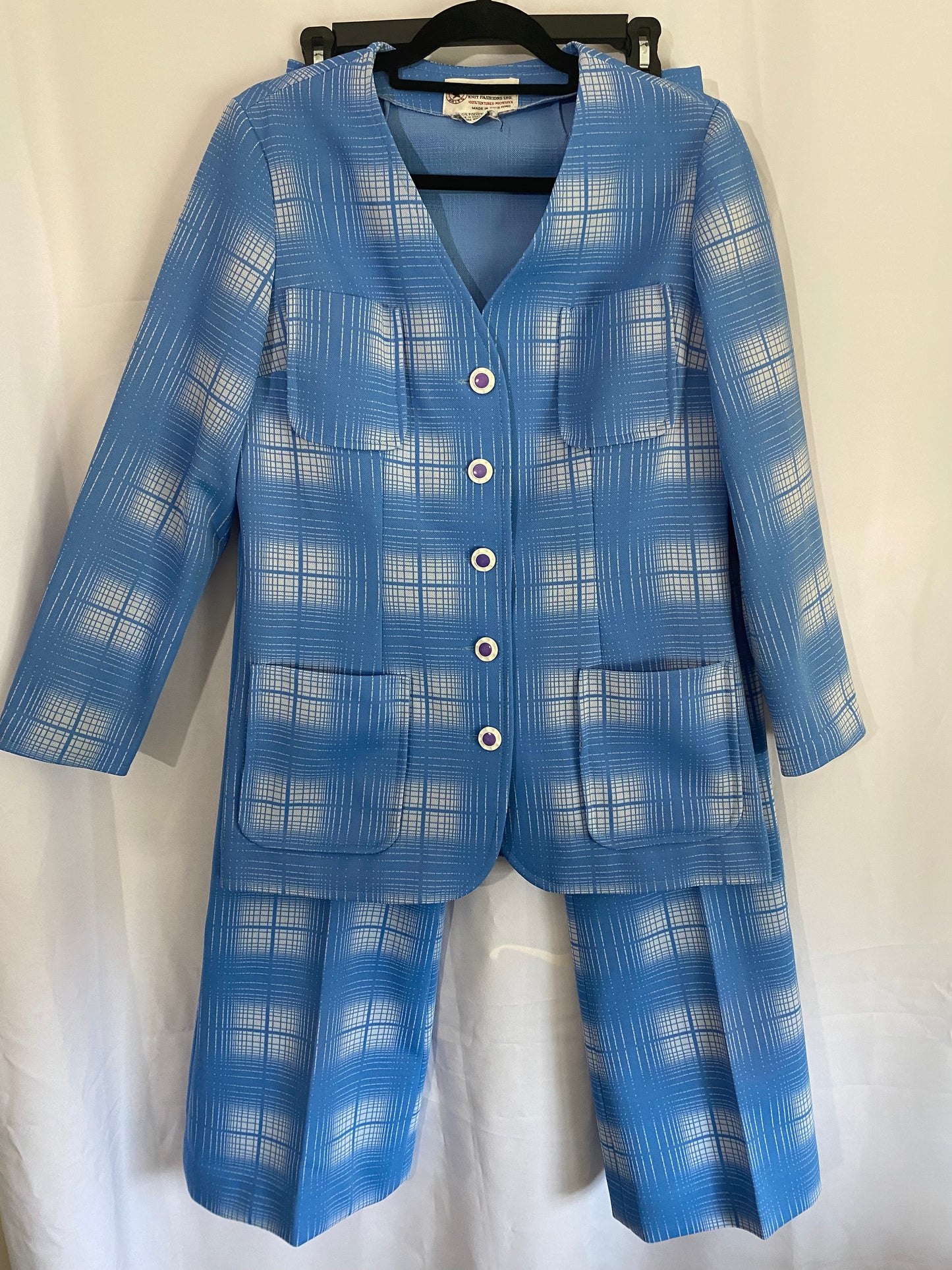 1960's or 70's Carnaby Blue/White Jacket & Pant Suit