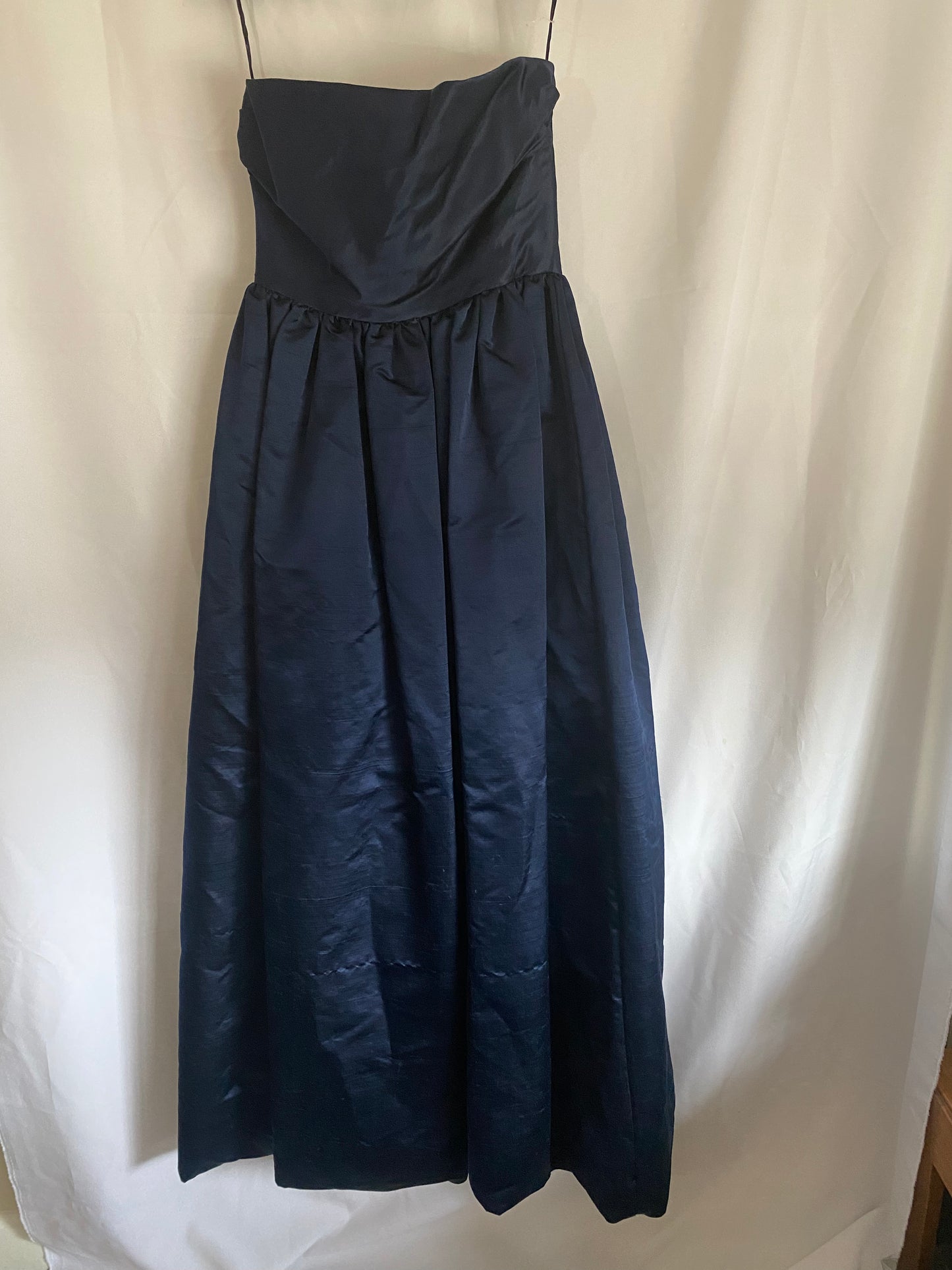 1980's Navy Silk Sleeveless Evening Gown by Richilene New York