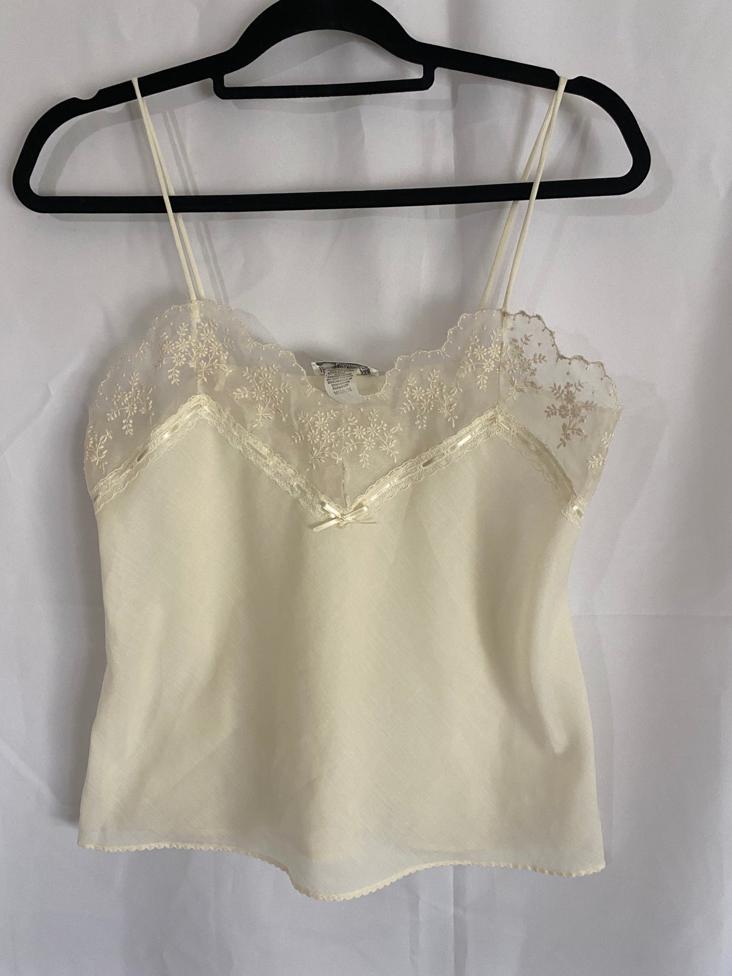 Cream Tank Top with Embroidered Detail on Top