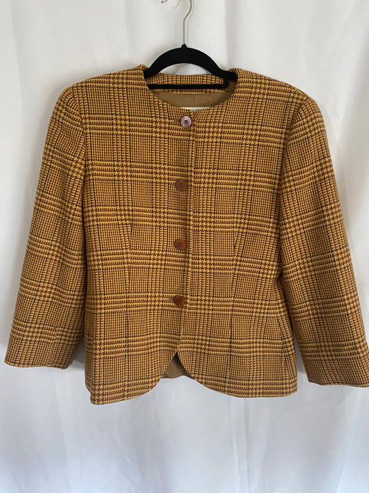 Giorgio Armani Tan Houndstooth Blazer