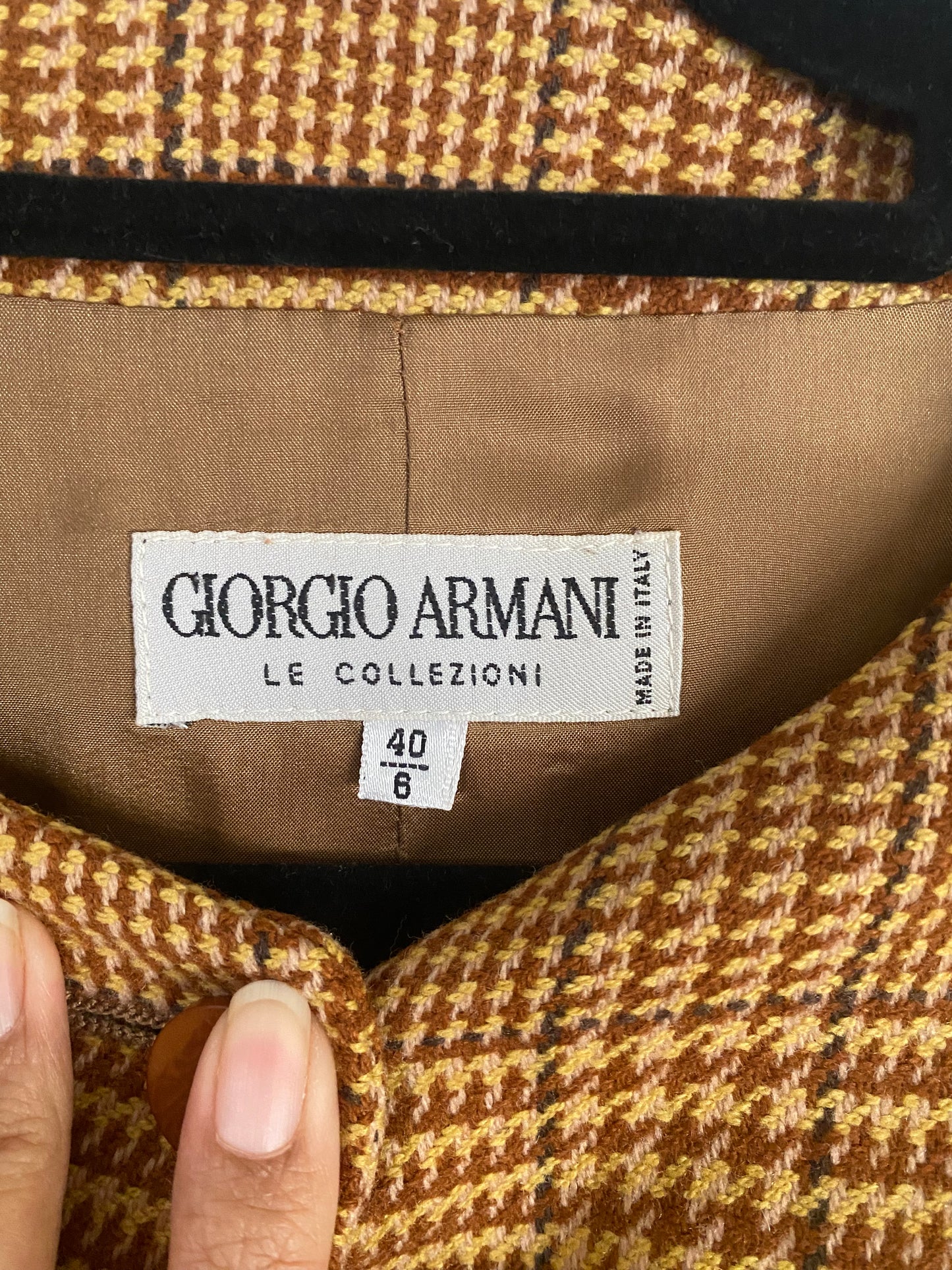 Giorgio Armani Tan Houndstooth Blazer