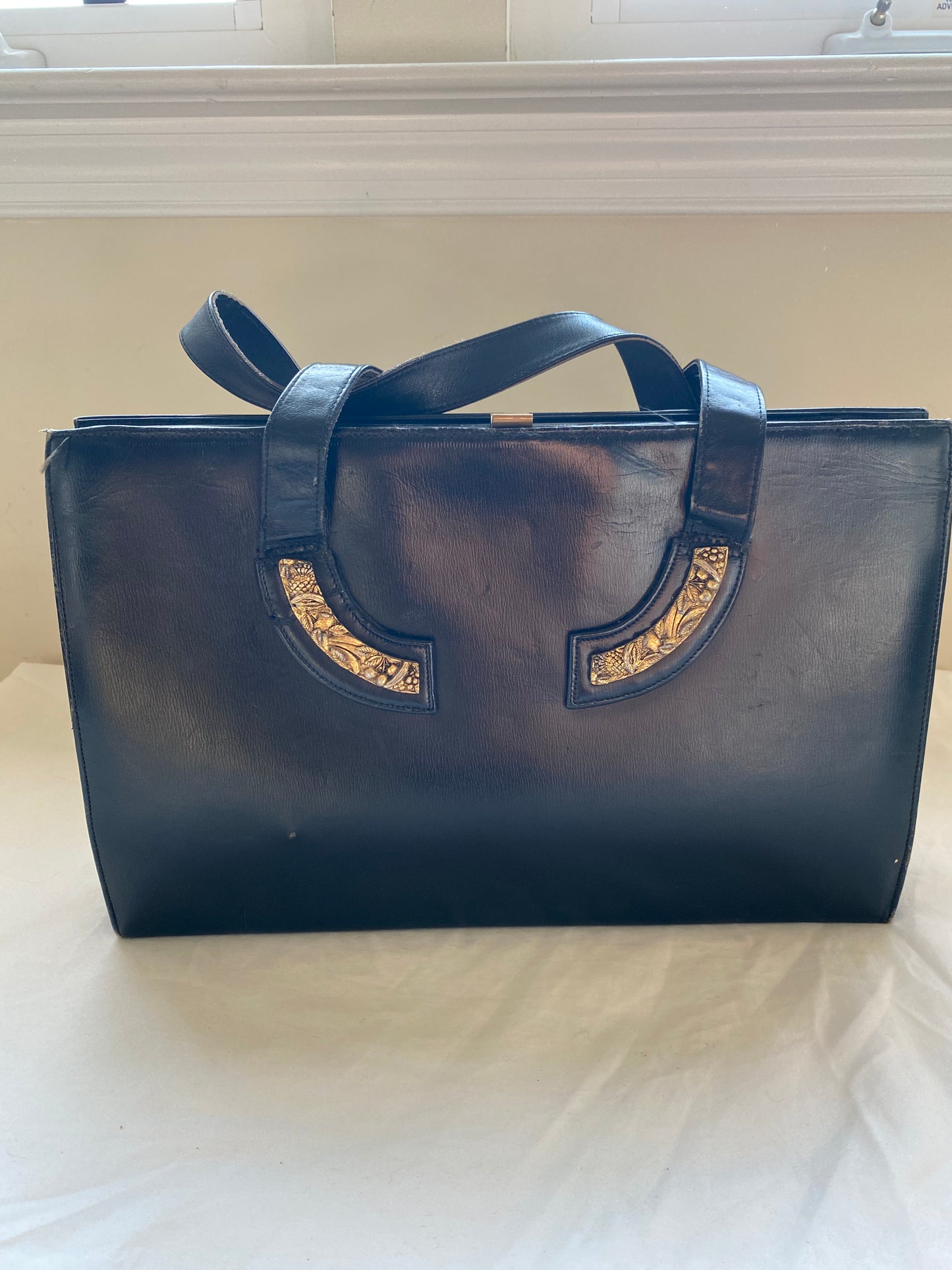 Black Bag with Gold Fruit Detail