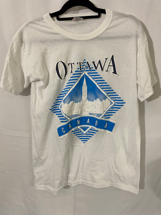 White Ottawa Canada Single Stitch T-Shirt