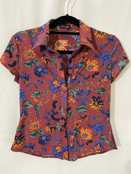 1990's Mauve Floral Shirt