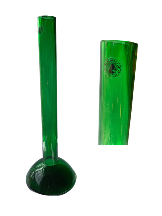 Handmade Dark Green Tall Neck Glass Vase