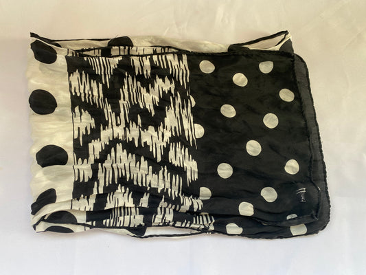 Black & White Long Silk Scarf