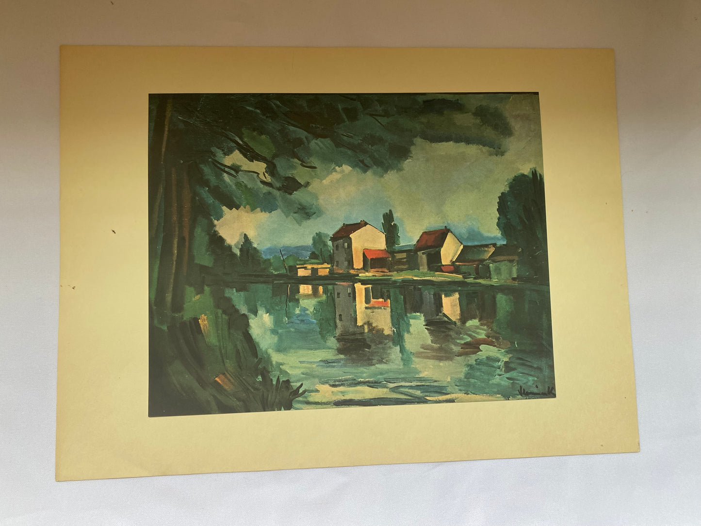 Rare lithograph after painting "River Bank" by Maurice Vlaminck